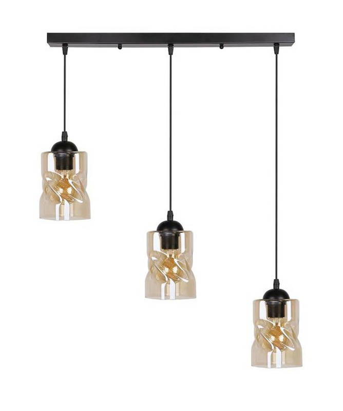 Lampa wisząca czarna/bursztynowa listwa 3xE27 Felis