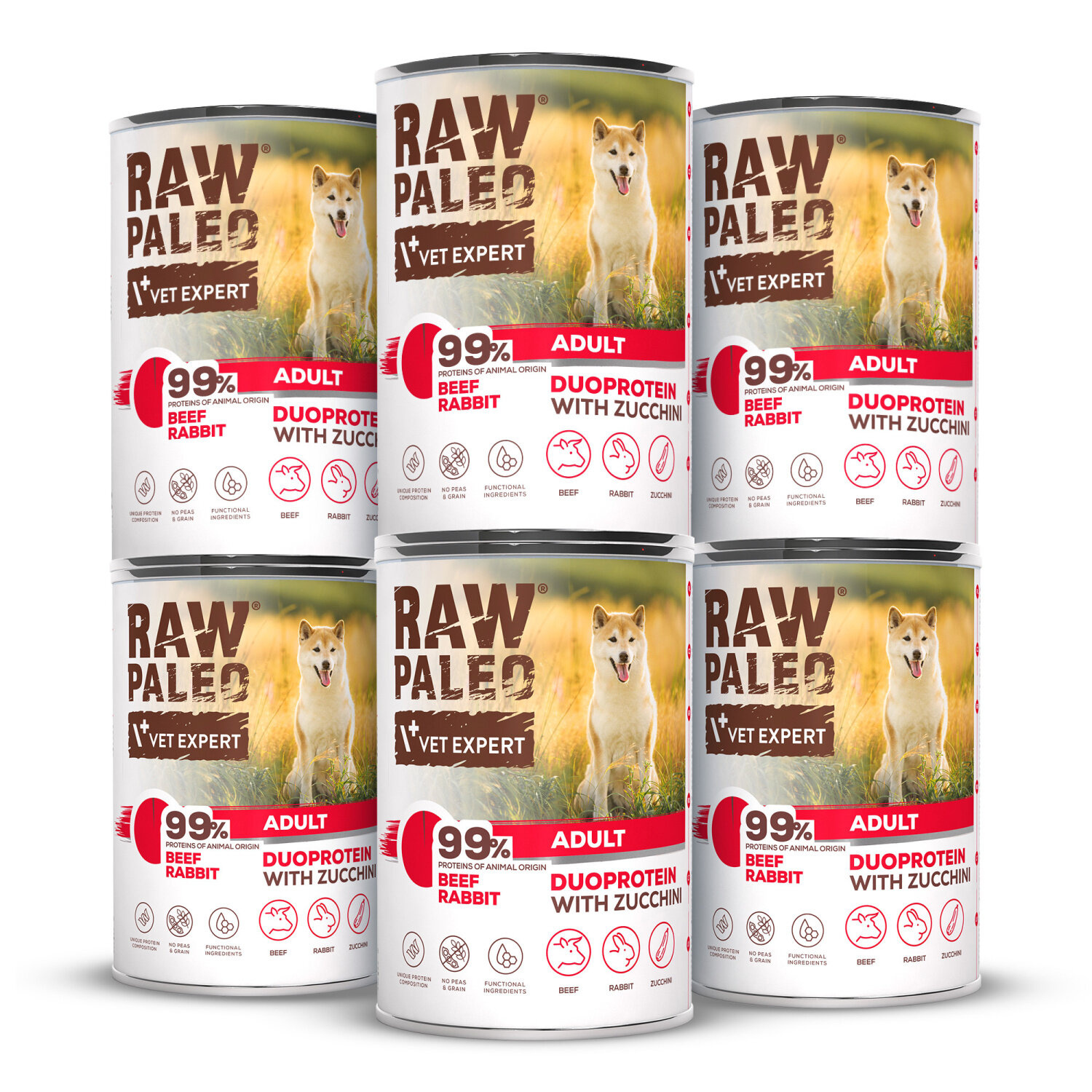 RAW PALEO BEEF&RABBIT ADULT CAN 6x400g - mokra karma dla psów dorosłych duoproteina wołowina z królikiem