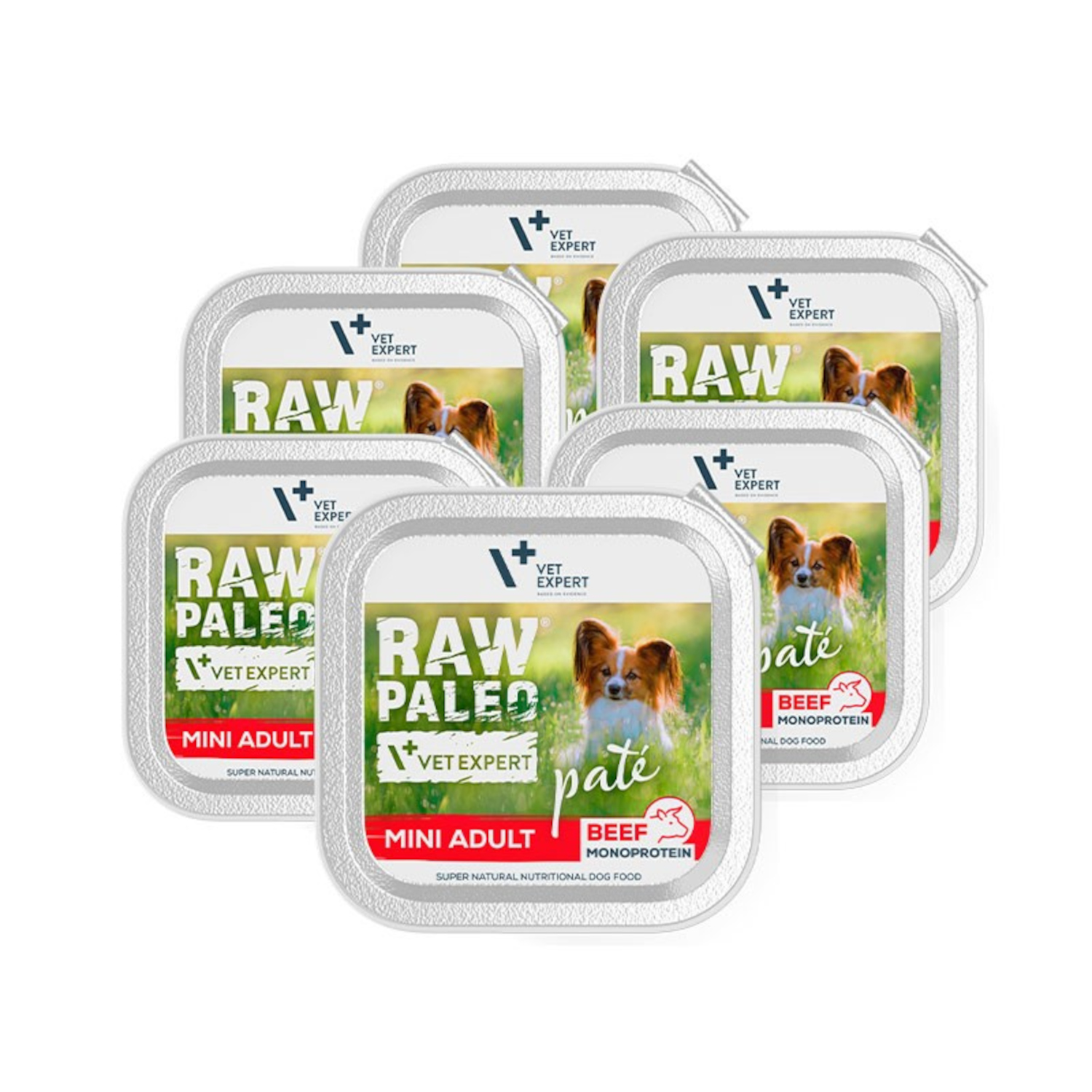 RAW PALEO PATE MINI ADULT BEEF 6x150g - mokra karma dla psów dorosłych - wołowina