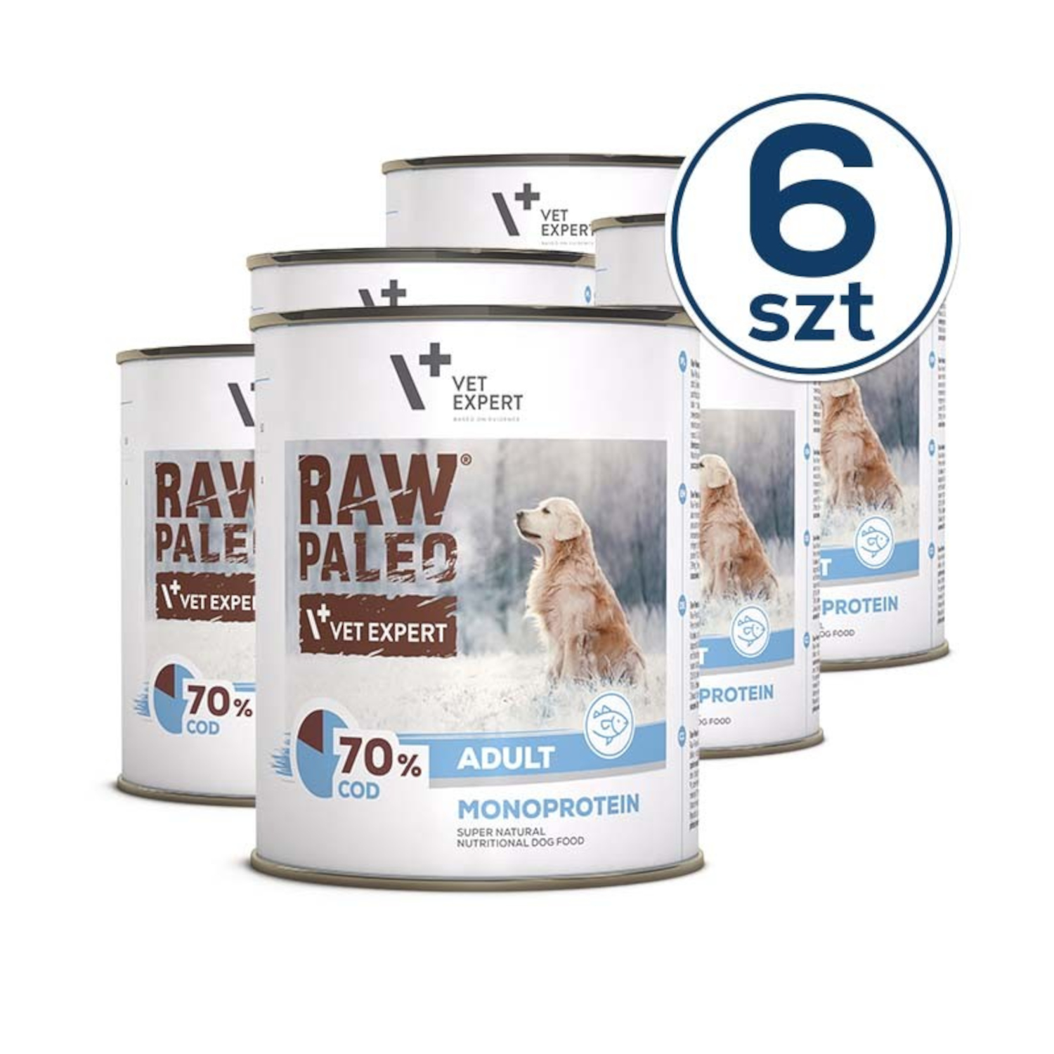 RAW PALEO ADULT DOG COD 6x800g - mokra karma dla psów dorosłych monoproteina z dorszem