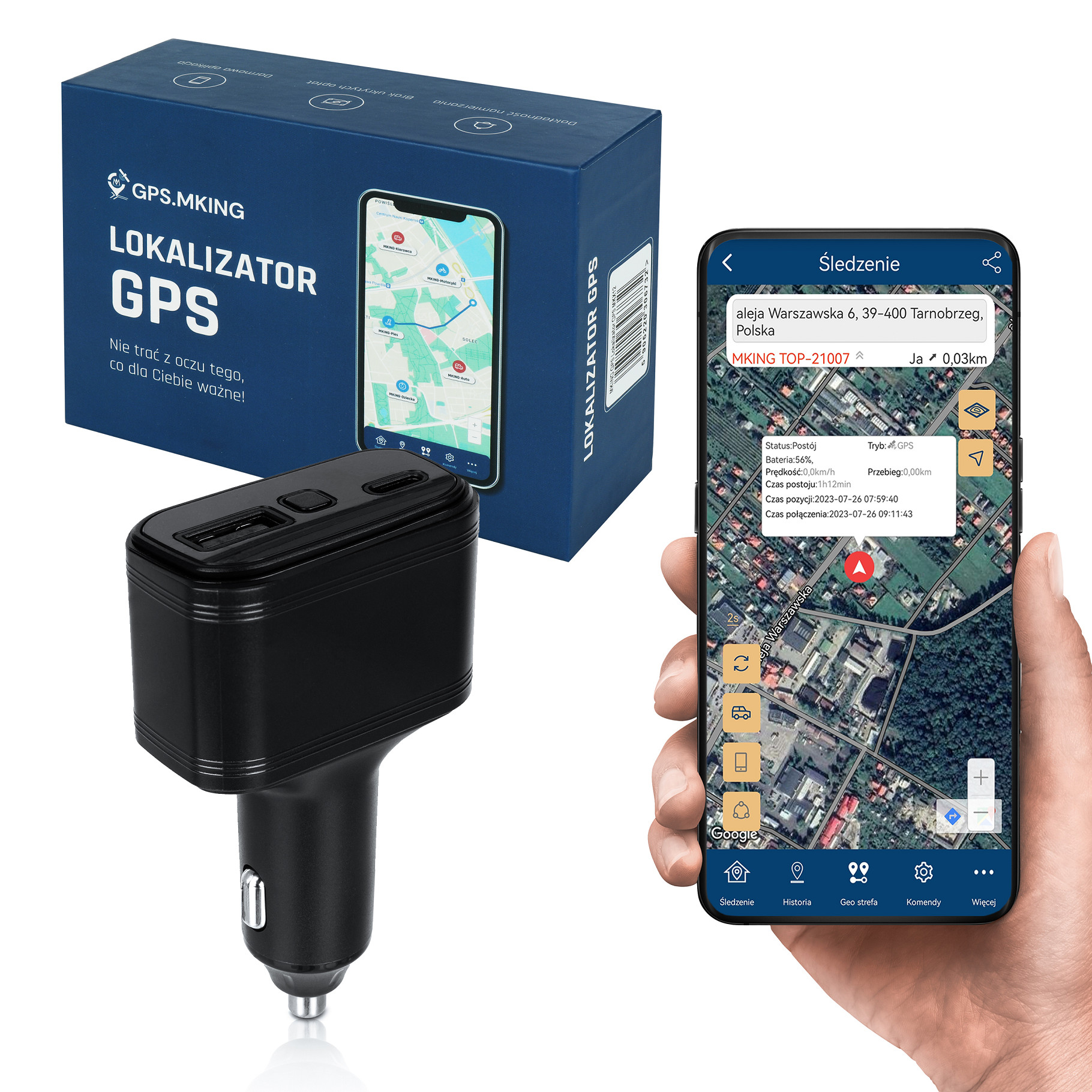 Lokalizator GPS 2G+4G UKRYTY W ŁADOWARCE PODSŁUCH MK036