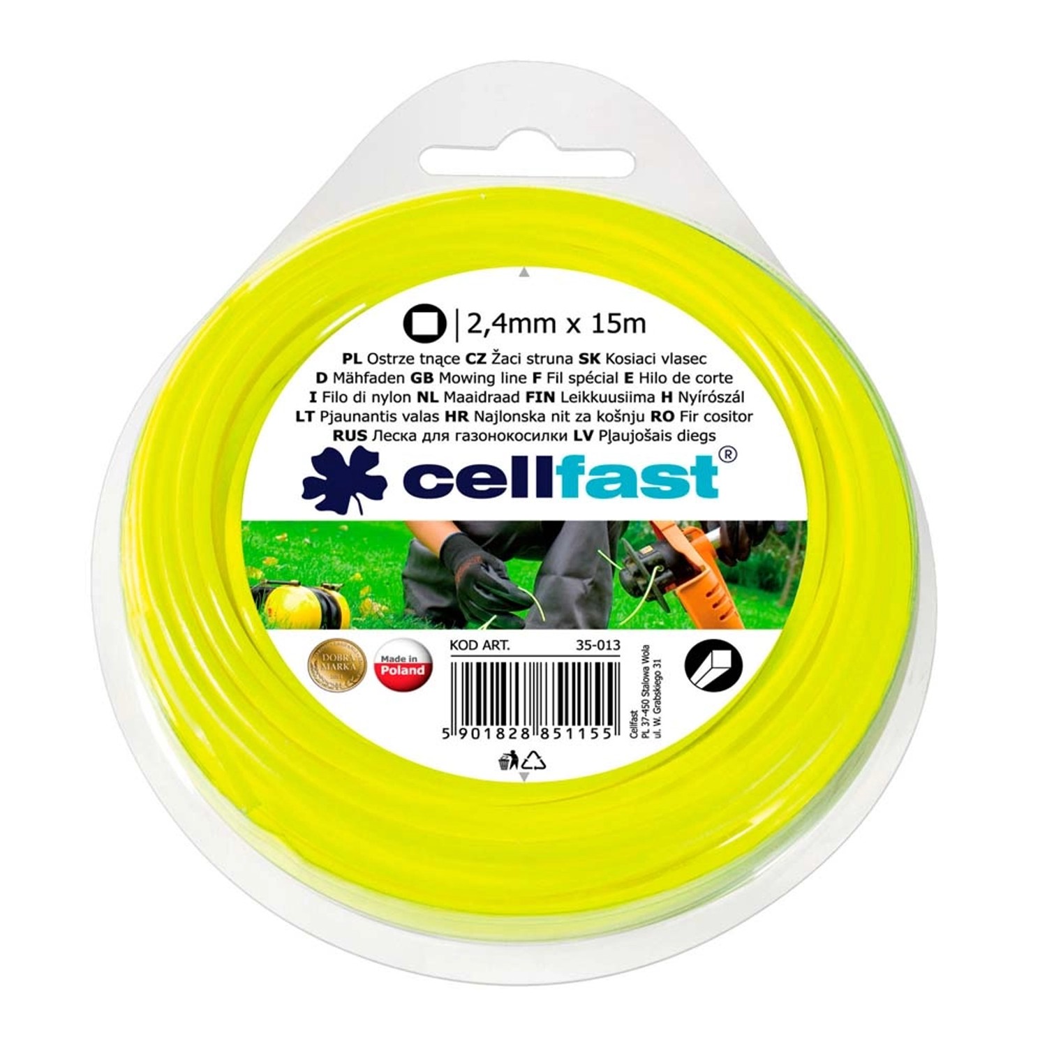 Żyłka tnąca Standard - kwadratowa 2,4 mm x 15 m