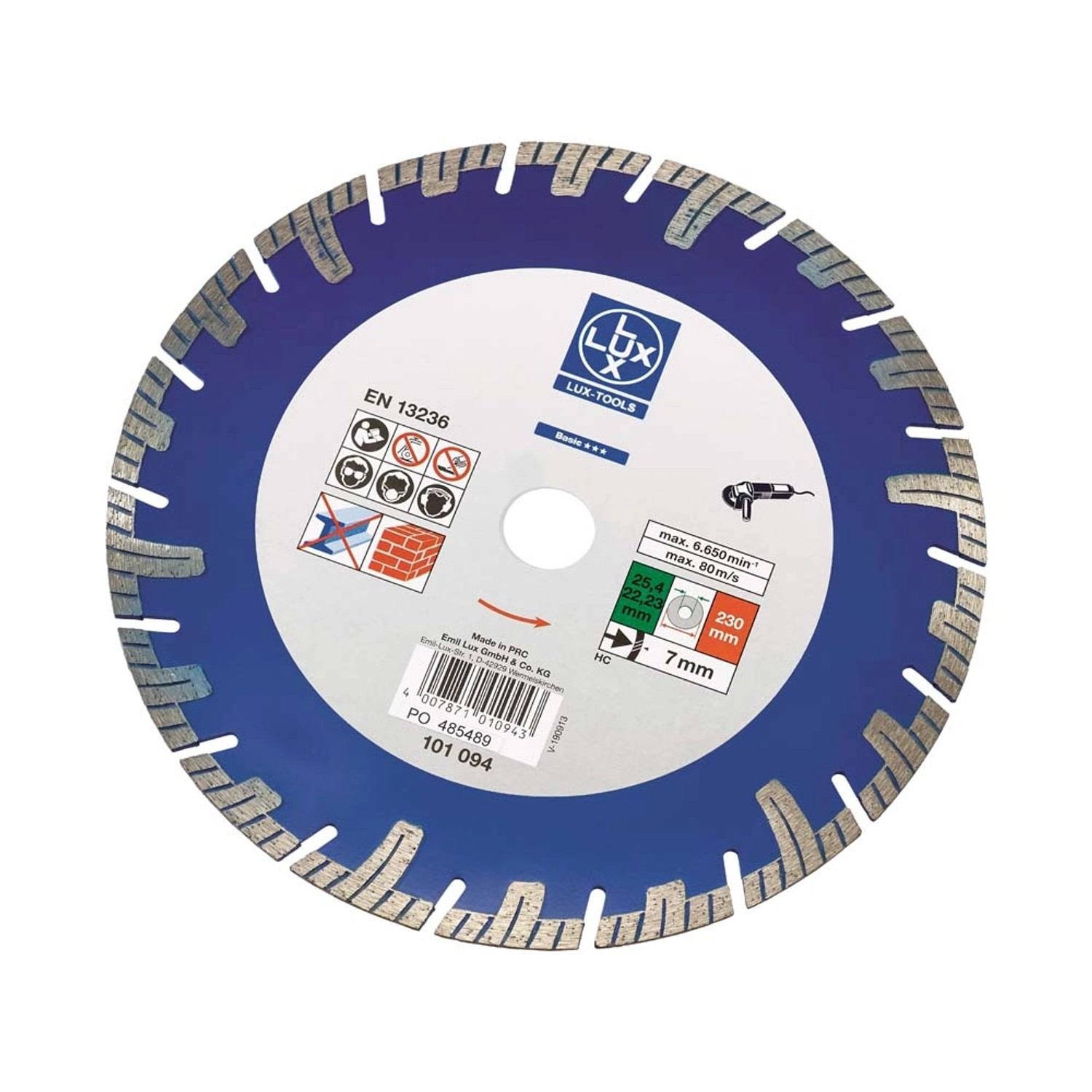 Tarcza diamentowa LUX 230 mm, segmentowa