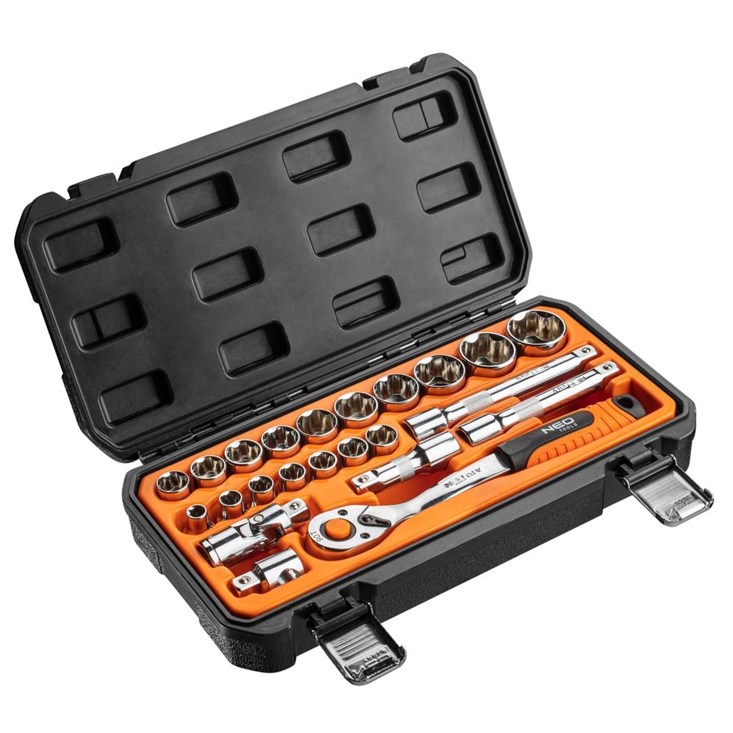 Klucze nasadowe CrV zestaw 23 szt. 1/2"