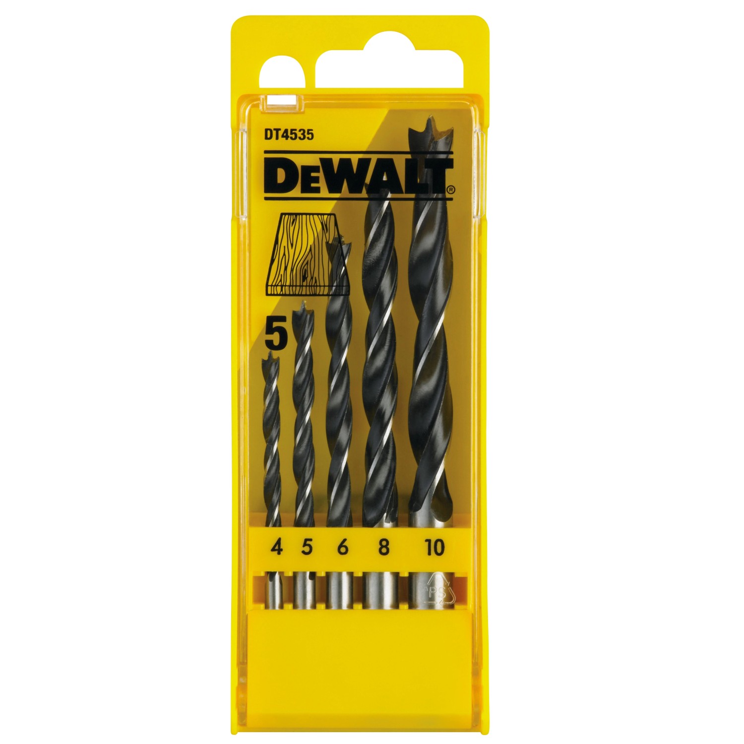 Dewalt Zestaw wierteł do drewna 4-10mm 5 szt.