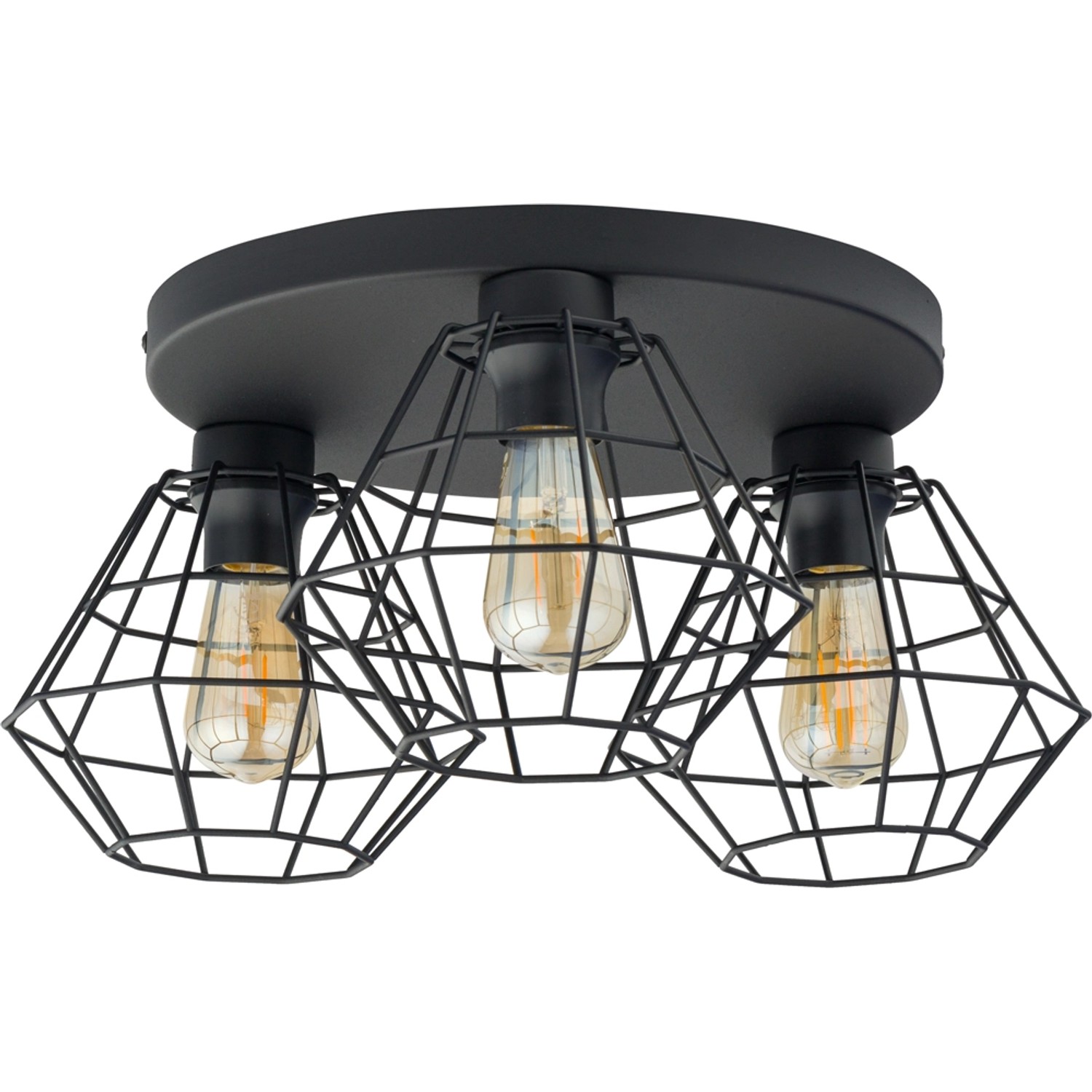 TK Lighting Plafon DIAMOND NEW koło czarny 3xE27