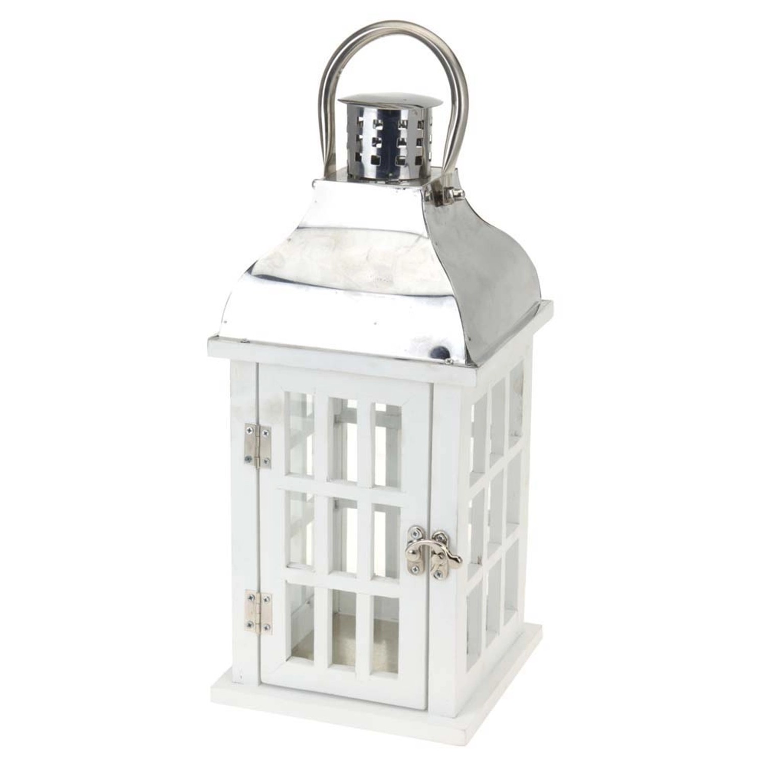 Lampion drewniany biały - 15 x 32 cm