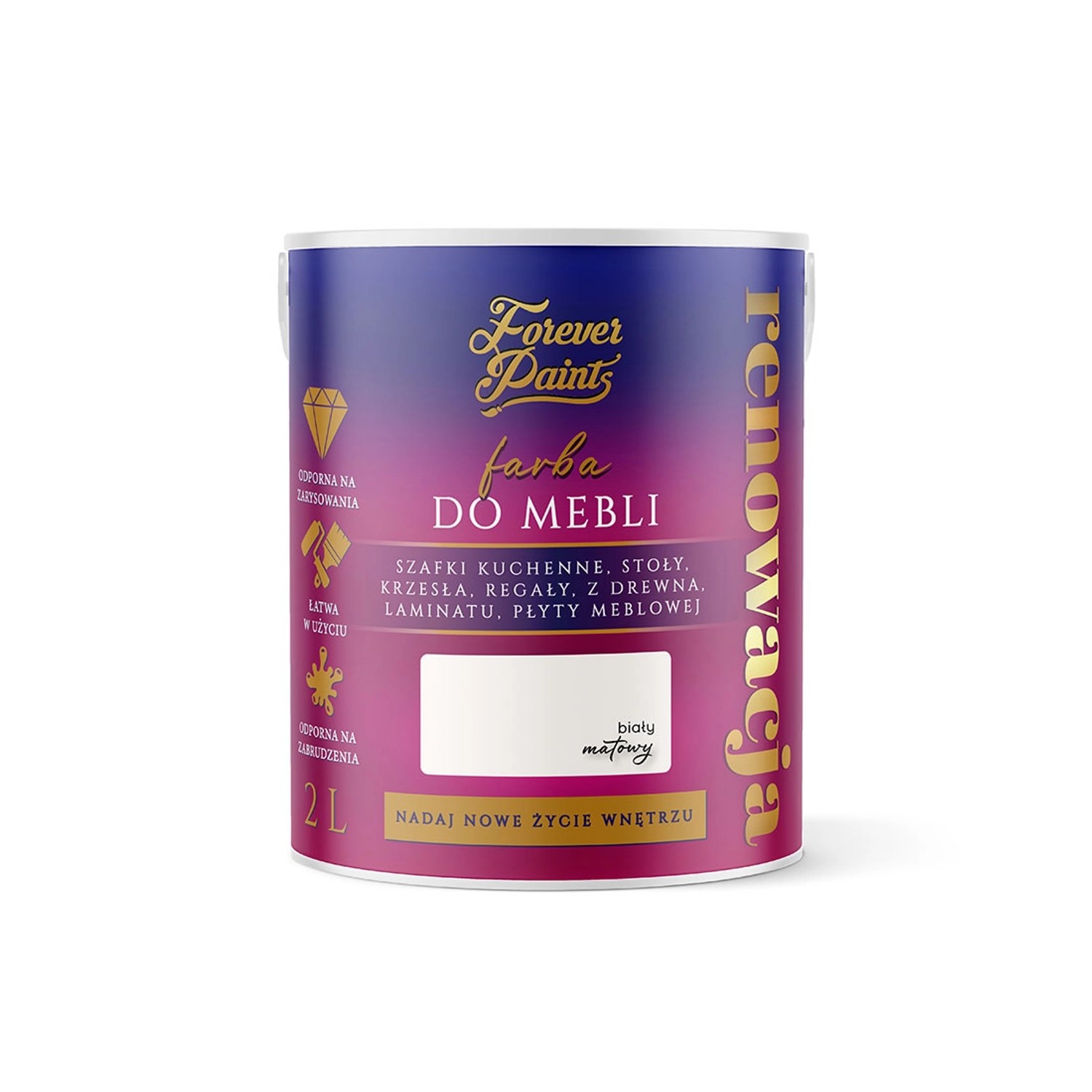 Hirsch Farba Forever Paints do mebli biała 2L