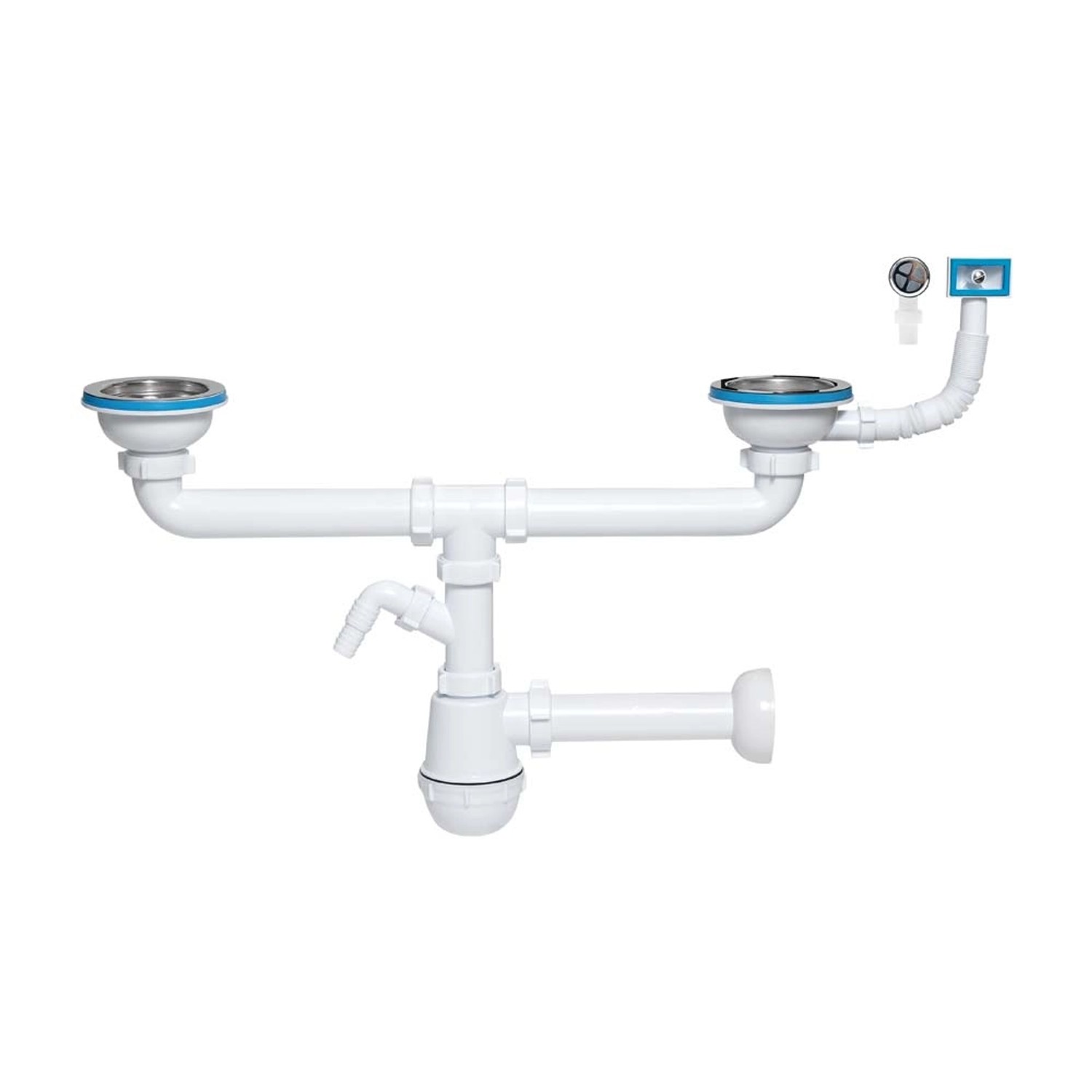 Syfon do zlewu 2-komorowego d116 2xprzelew