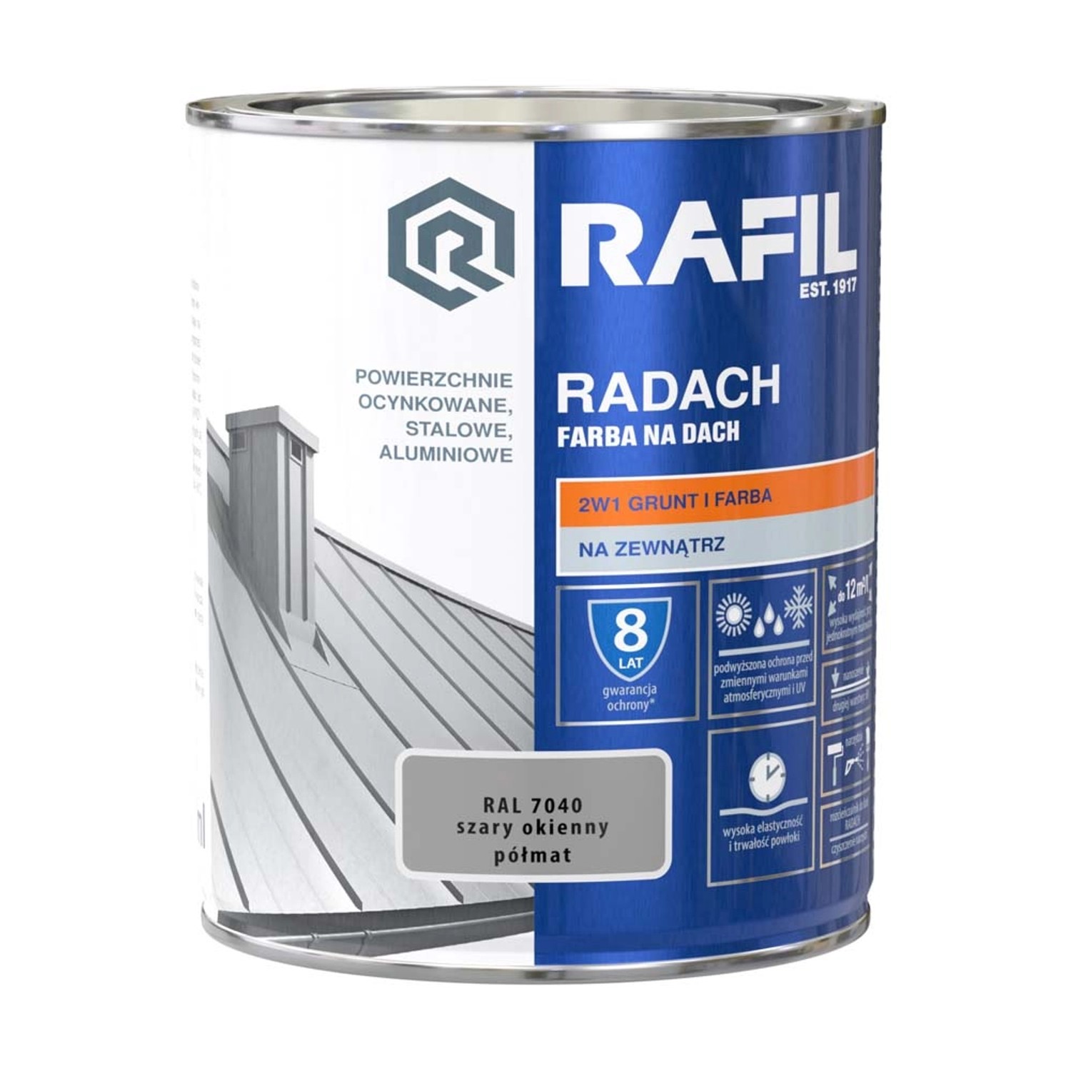 Farba Radach na dach szary okienny RAL7040 0,75L
