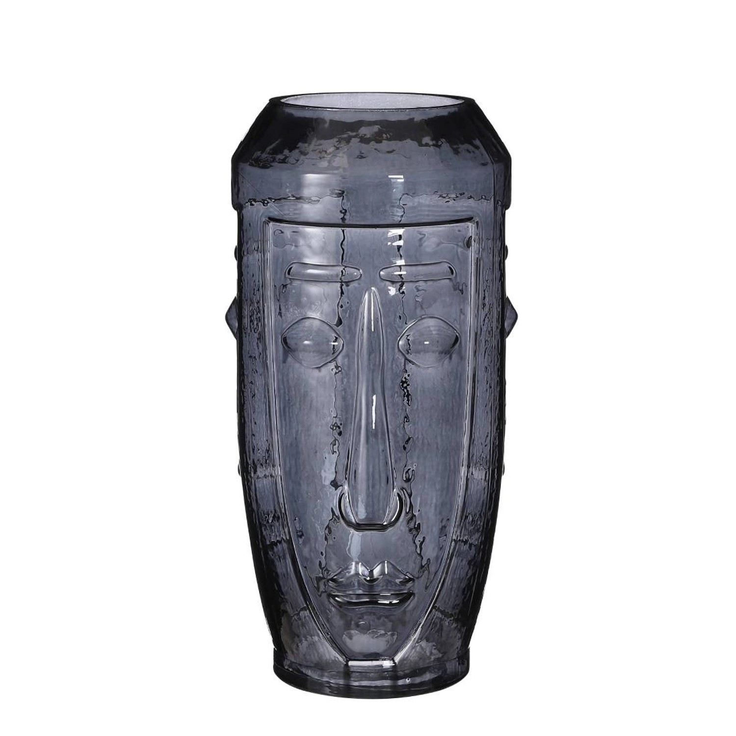 Wazon szklany twarz wys. 33 cm granatowy