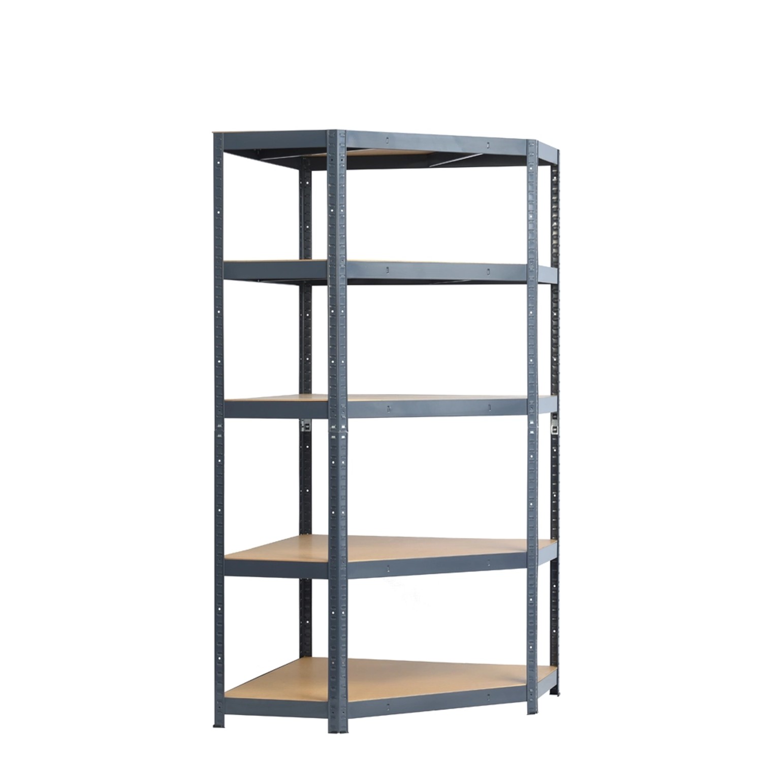 Metalkas Regał metalowy narożny 180 x 90 x 90 cm 5 półek HDF/175 kg