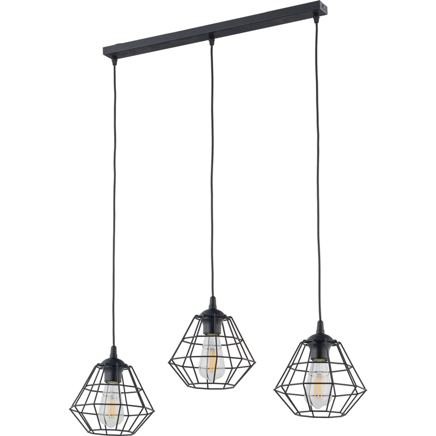 TK Lighting Lampa wisząca DIAMOND NEW listwa czarna 3xE27