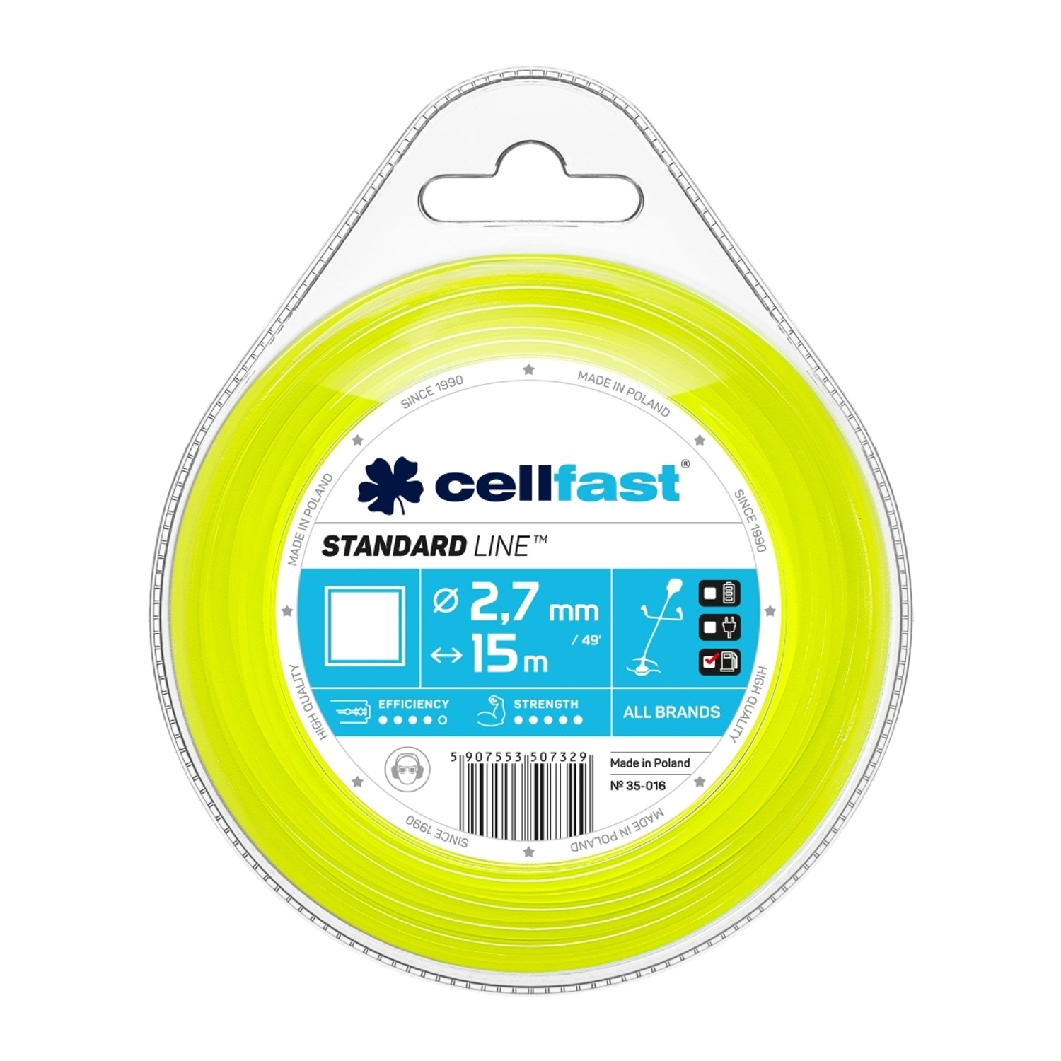 Cellfast Żyłka tnąca Standard - kwadrat 2,7 mm x 15 m