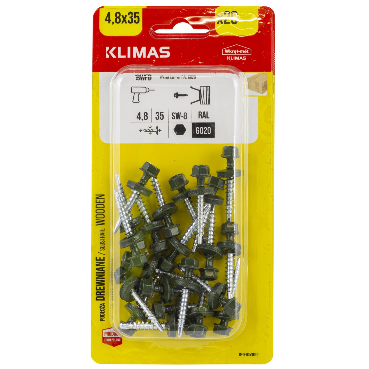 Klimas Wkręt samowiercący z podkładką epdm 6020 4,8X35 mm