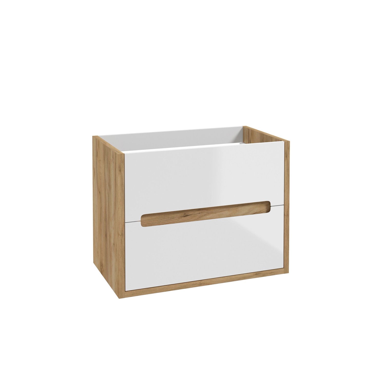 Deftrans Szafka Nobu pod umywalkę 80 cm 2 szuflady biały/ dąb złoty