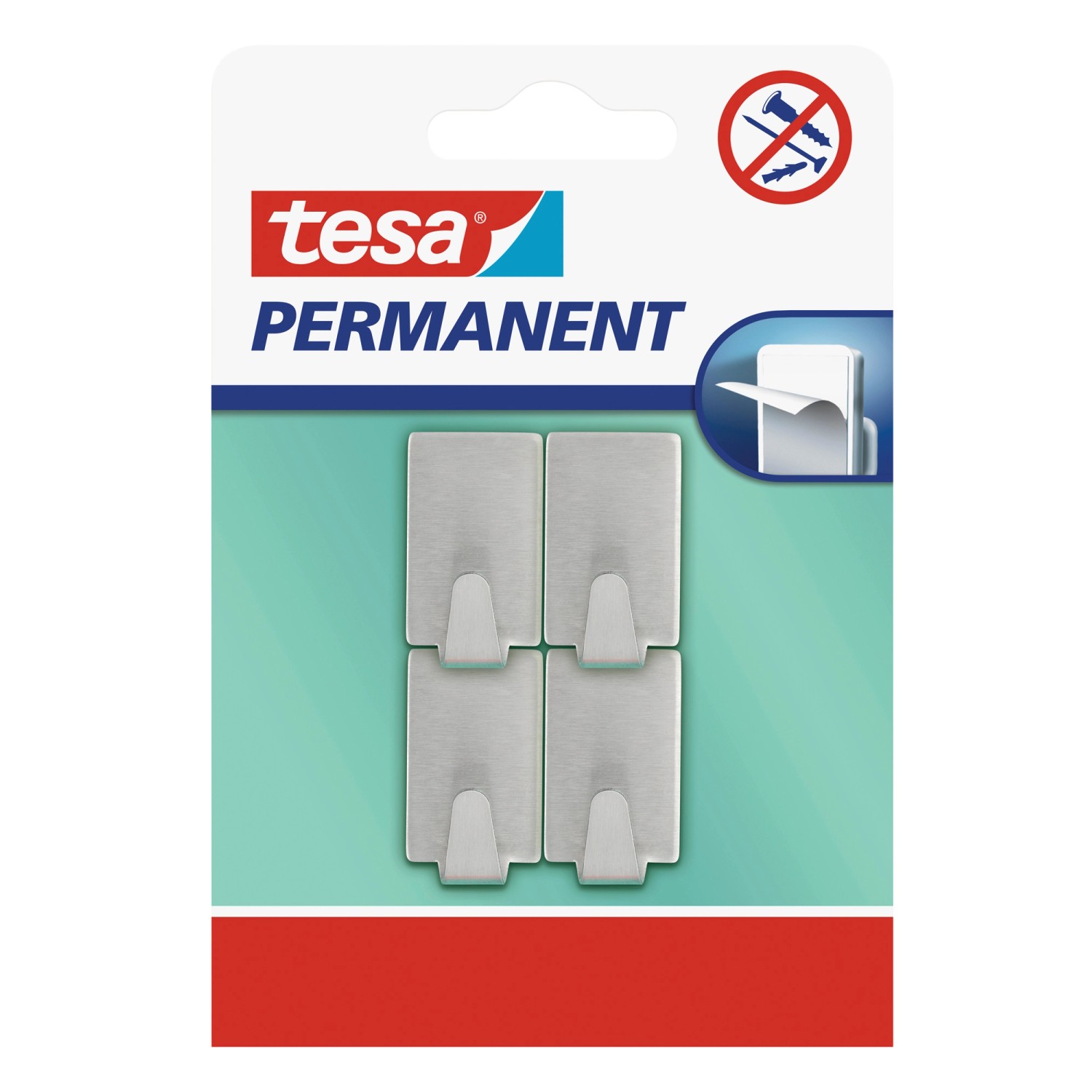Tesa Haczyk prostokątny S stal szczotkowana 4 sztuki