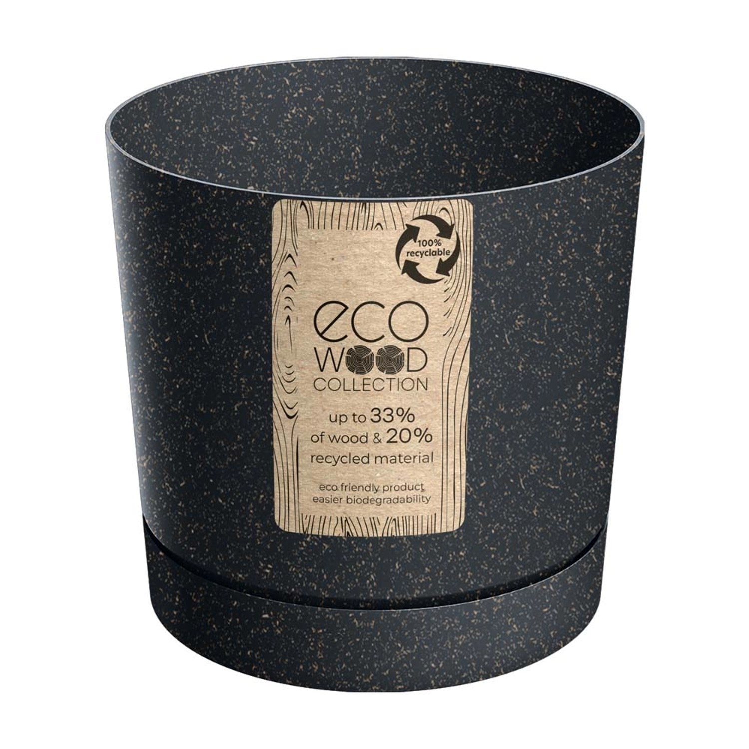 Doniczka Tubo P Wood antracyt ECO - 13 cm