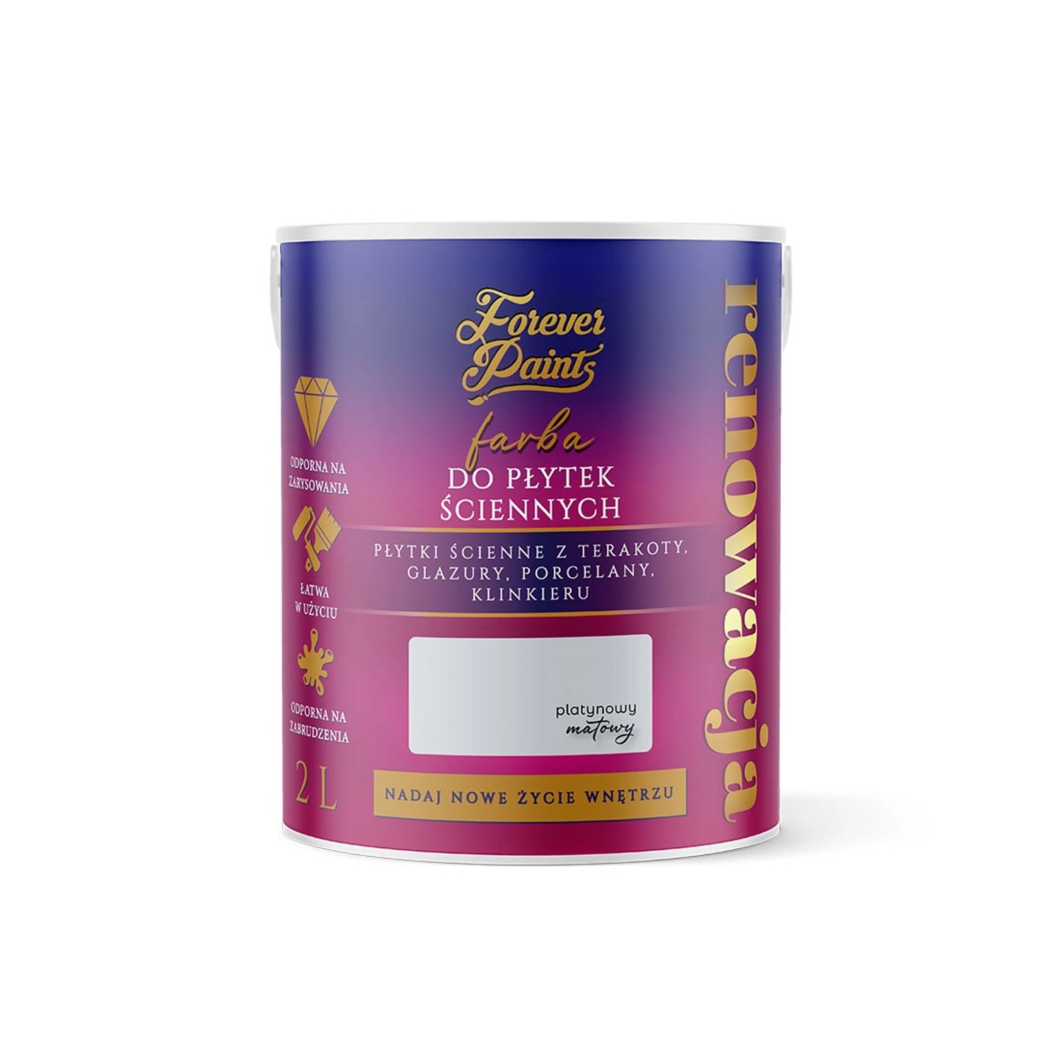 Farba Forever Paints do płytek ściennych platynowa 2L