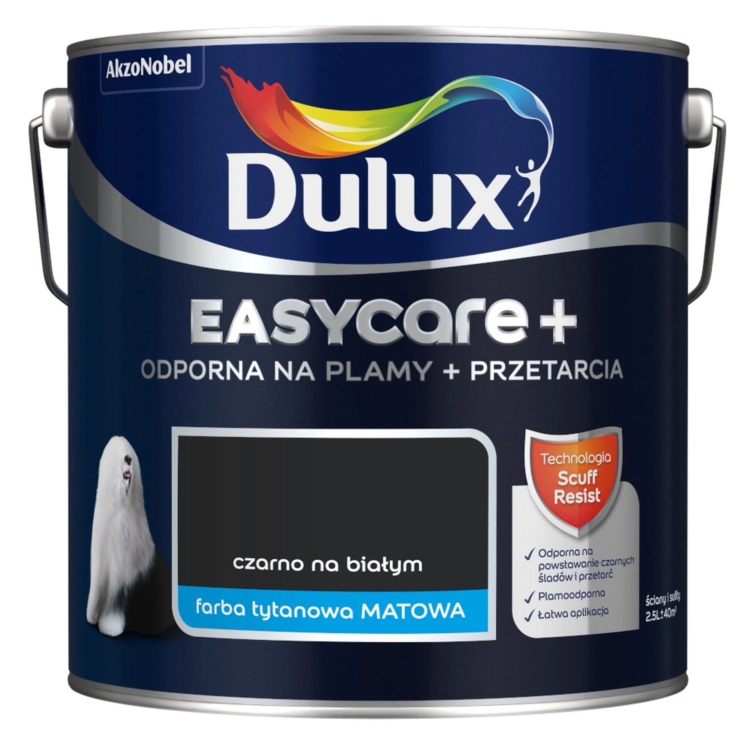 Farba Dulux EasyCare+ czarno na białym 2,5L