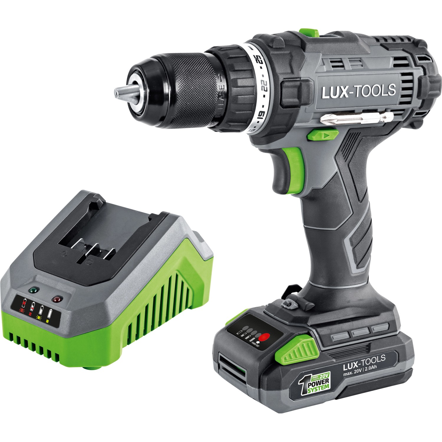 LUX-Tools Wiertarko-wkrętarka akumulatorowa 20V 2Ah