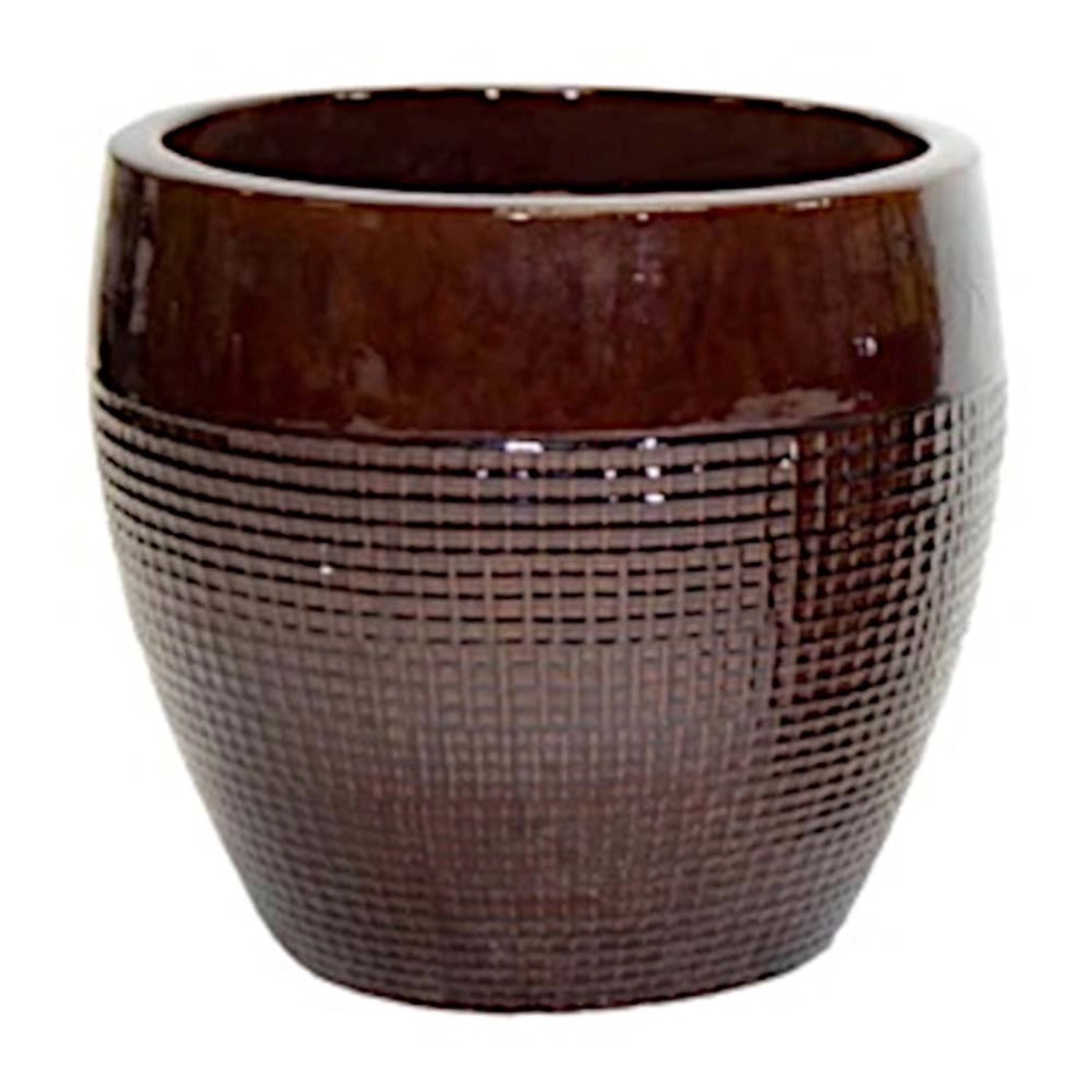 Donica ceramiczna Portly brązowa - 30 x 29 cm