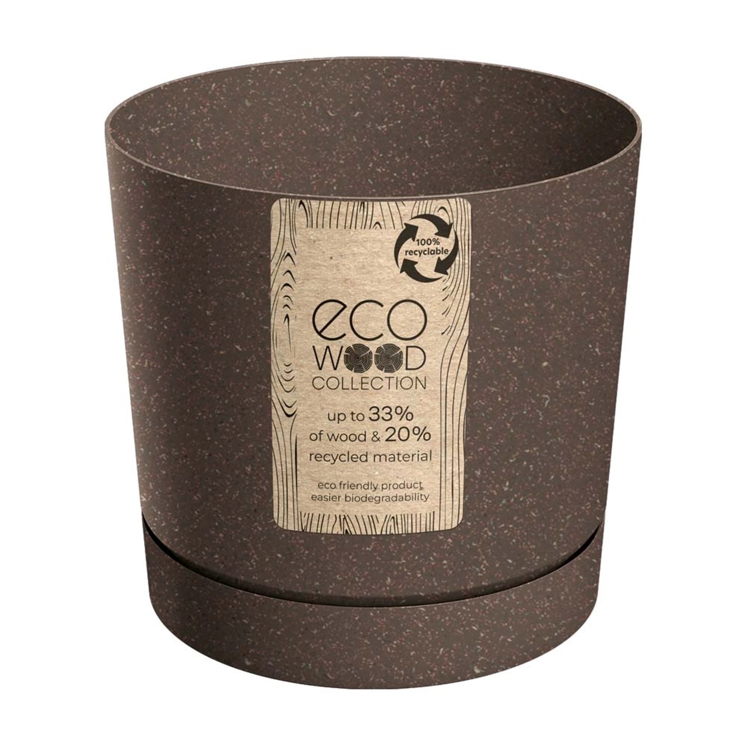 Doniczka Tubo P Wood kawa ECO - 13 cm