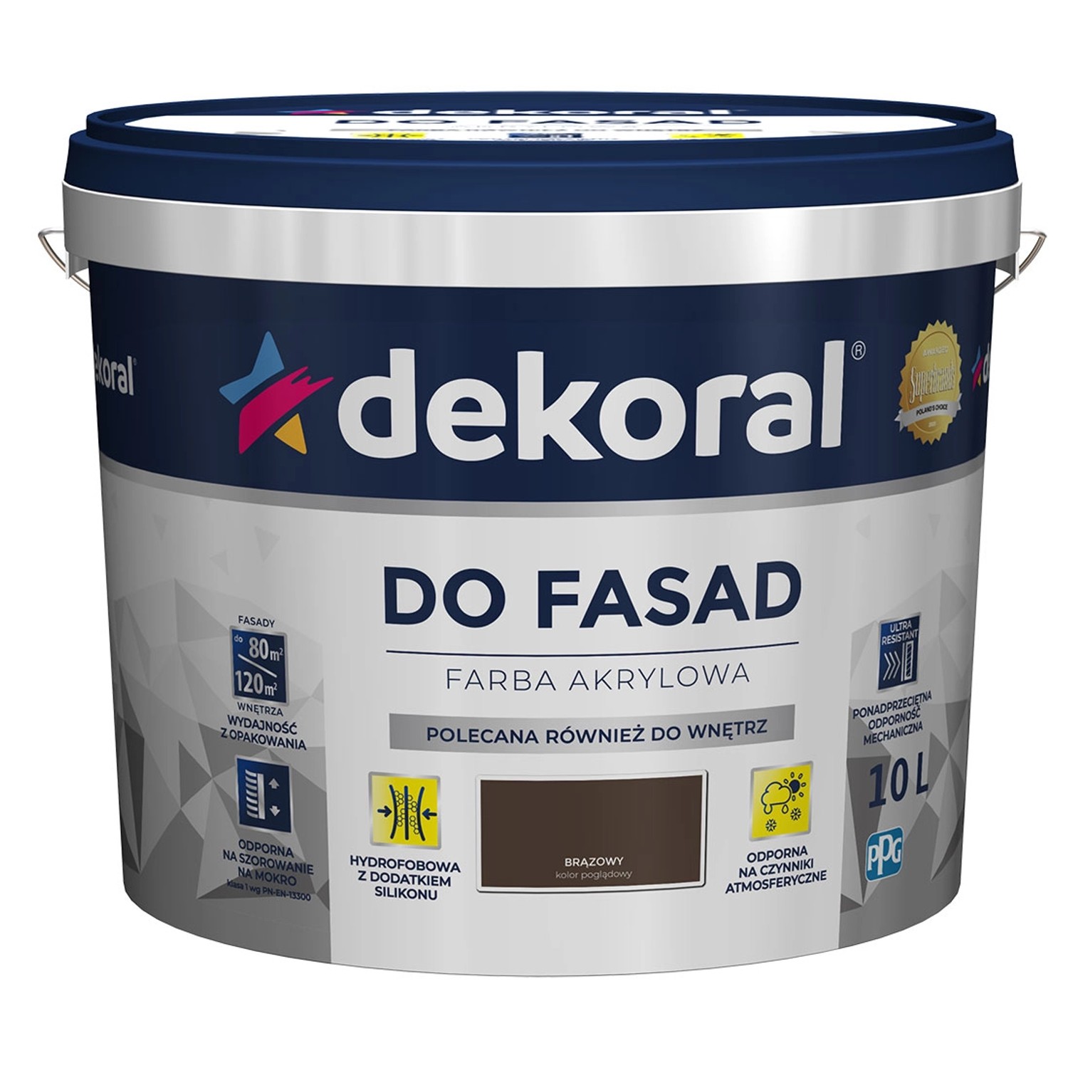 Farba elewacyjna Dekoral Polinit do fasad 10 l brązowa