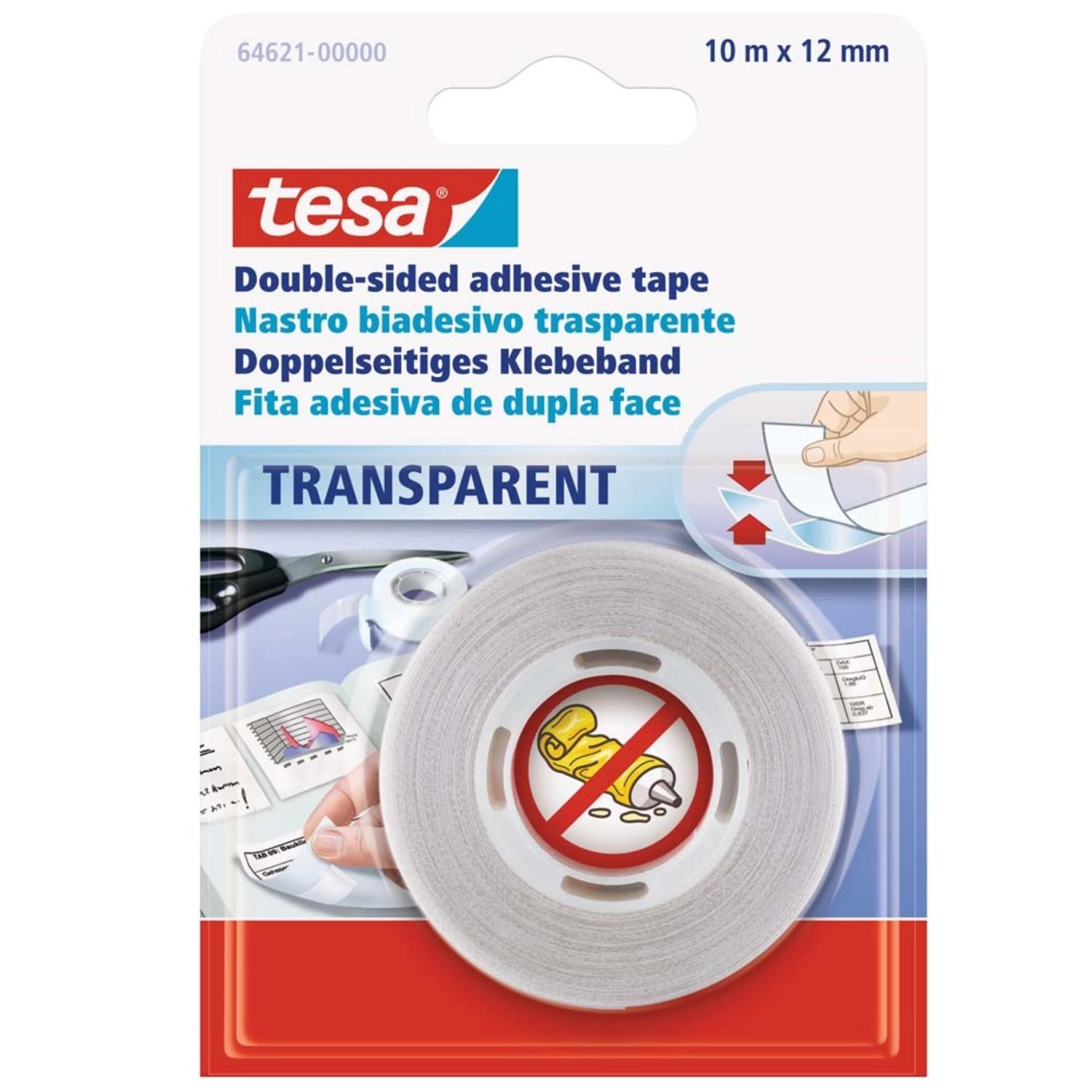 Tesa Taśma dwustronna przezroczysta 12 mm x 10 m