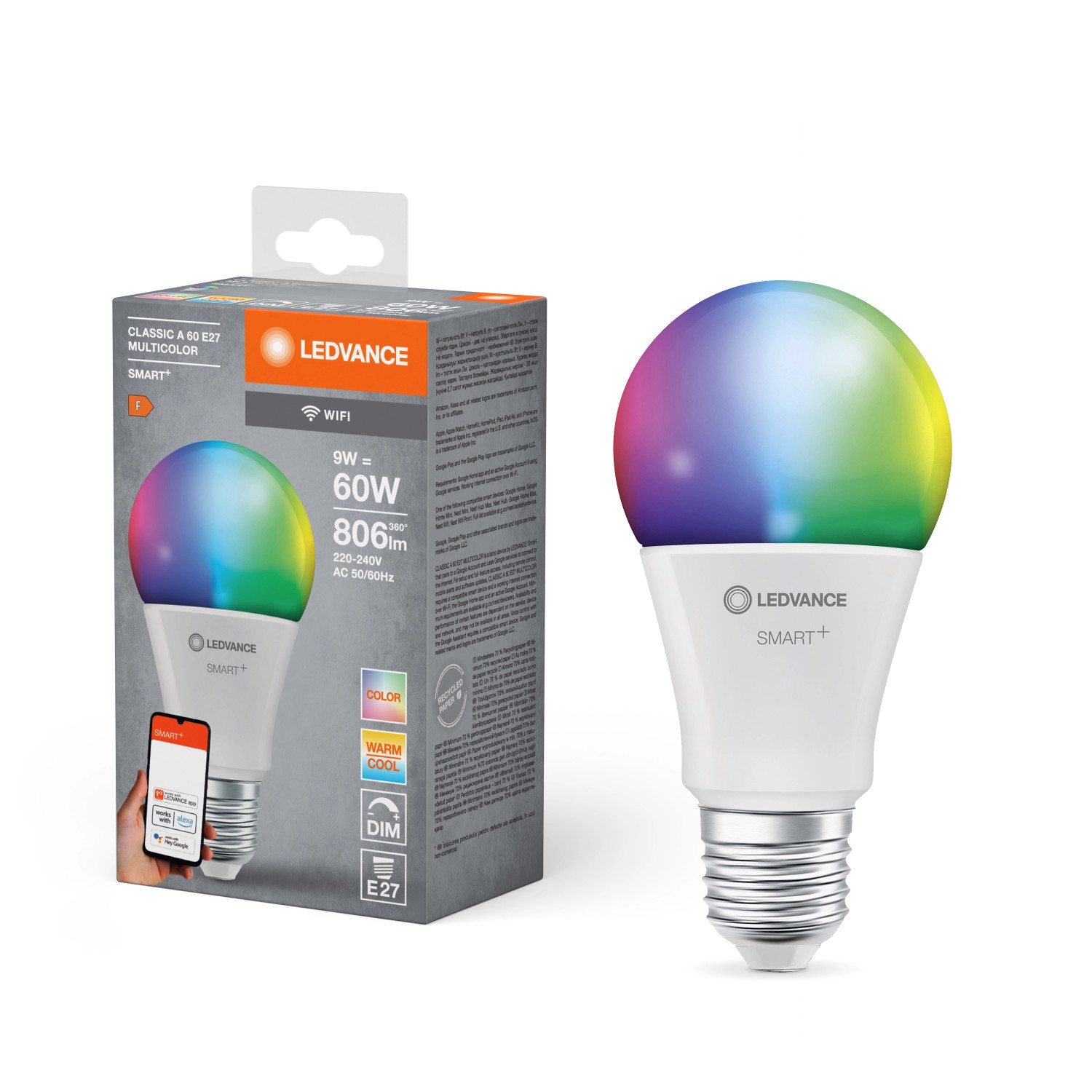 Ledvance Żarówka LED SMART WIFI A60 9W E27 806 lm RGB