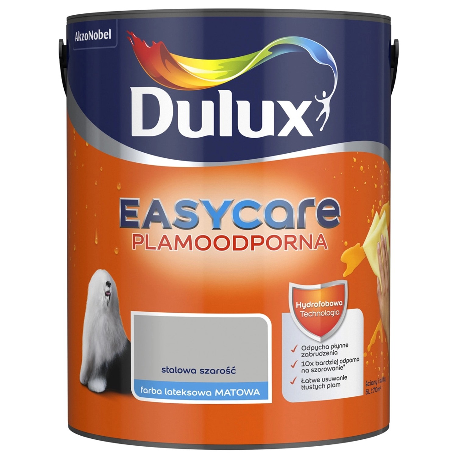 Farba plamoodporna Dulux Easy Care stalowa szarość 5 l
