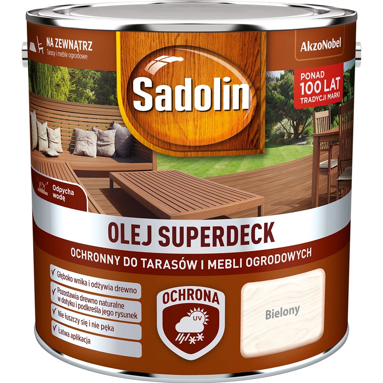 Olej Sadolin Superdeck do tarasów i mebli ogrodowych bielony 2,5L