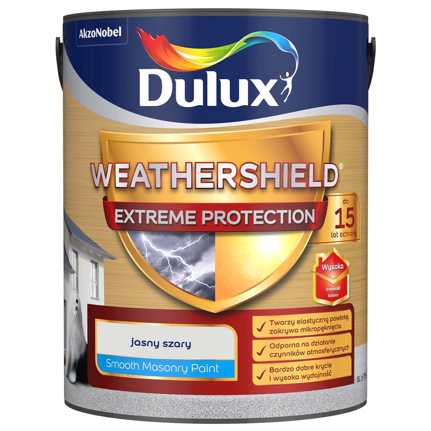 Farba elewacyjna Dulux Weathershield Extreme Protection 5 l jasny szary