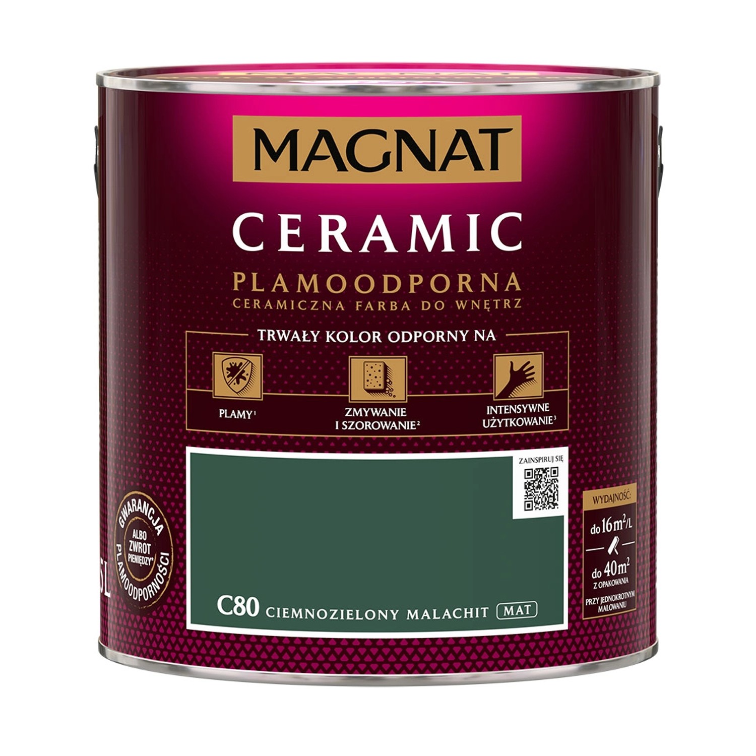 Farba Magnat Ceramic ciemnozielony malachit 2,5L