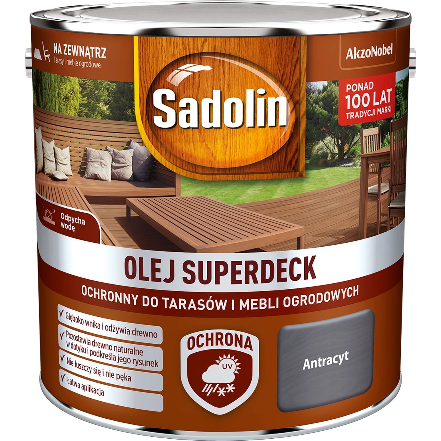 Olej Sadolin Superdeck do tarasów i mebli ogrodowych antracyt 2,5L