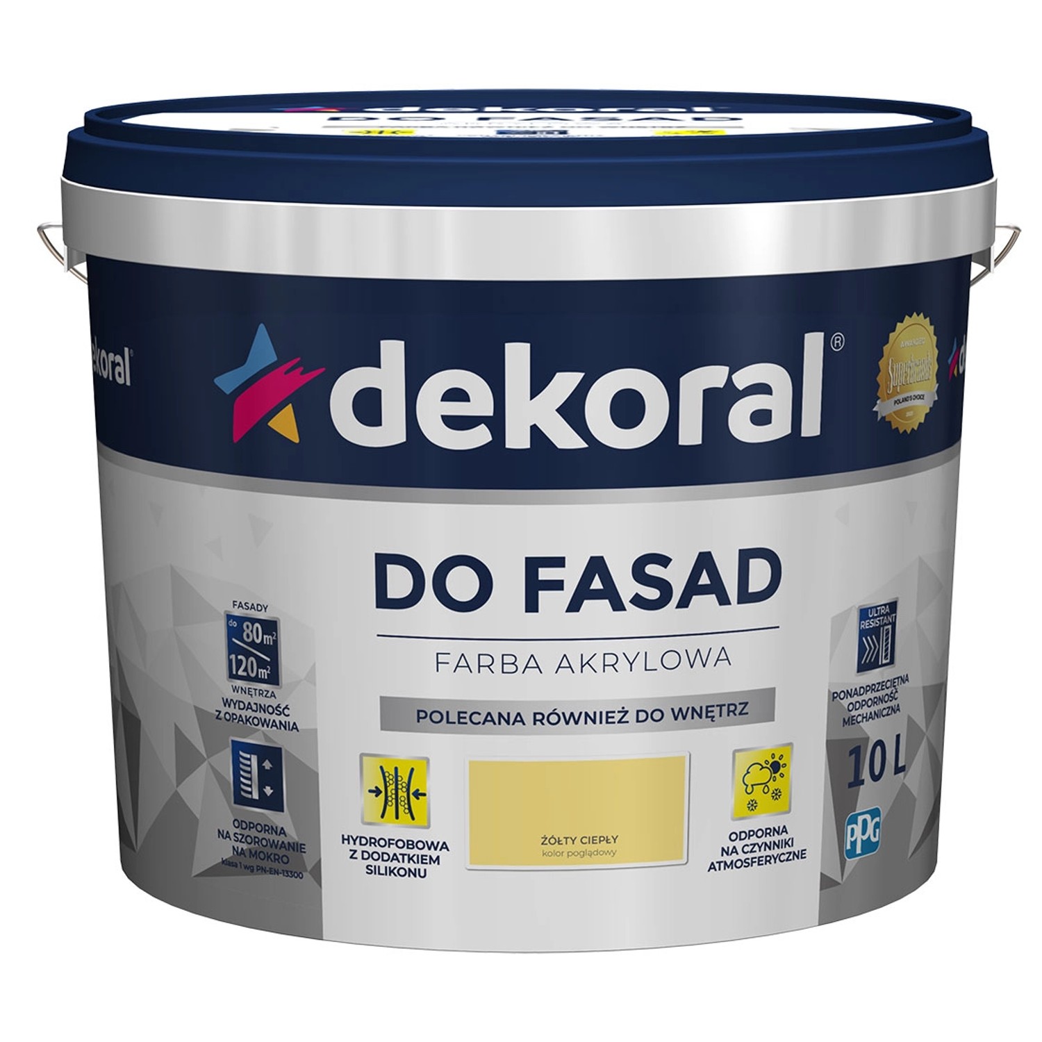 Farba elewacyjna Dekoral Polinit do fasad 10 l żółta ciepła