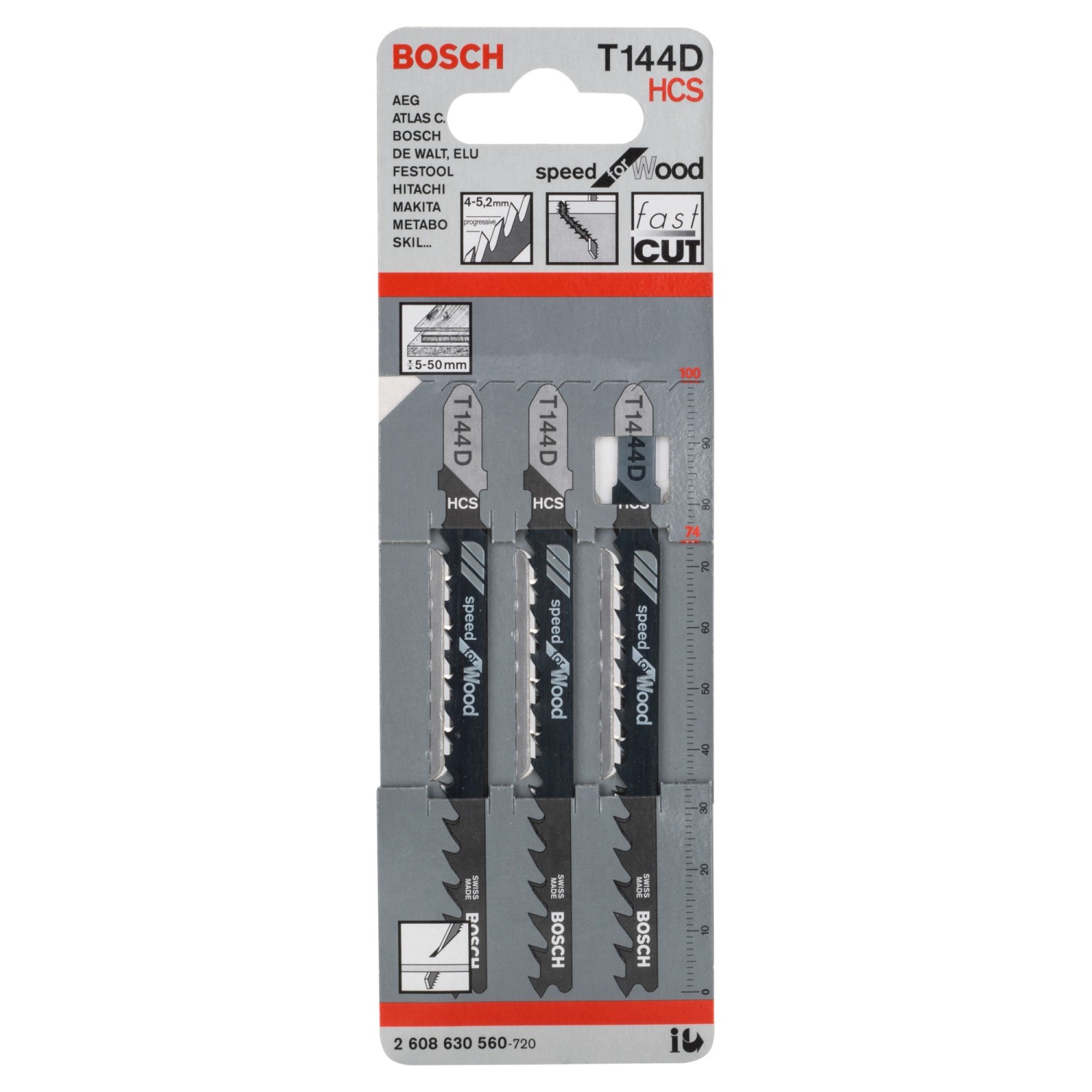 Bosch Professional Brzeszczot do wyrzynarki do drewna z uchwytem T - 3 szt