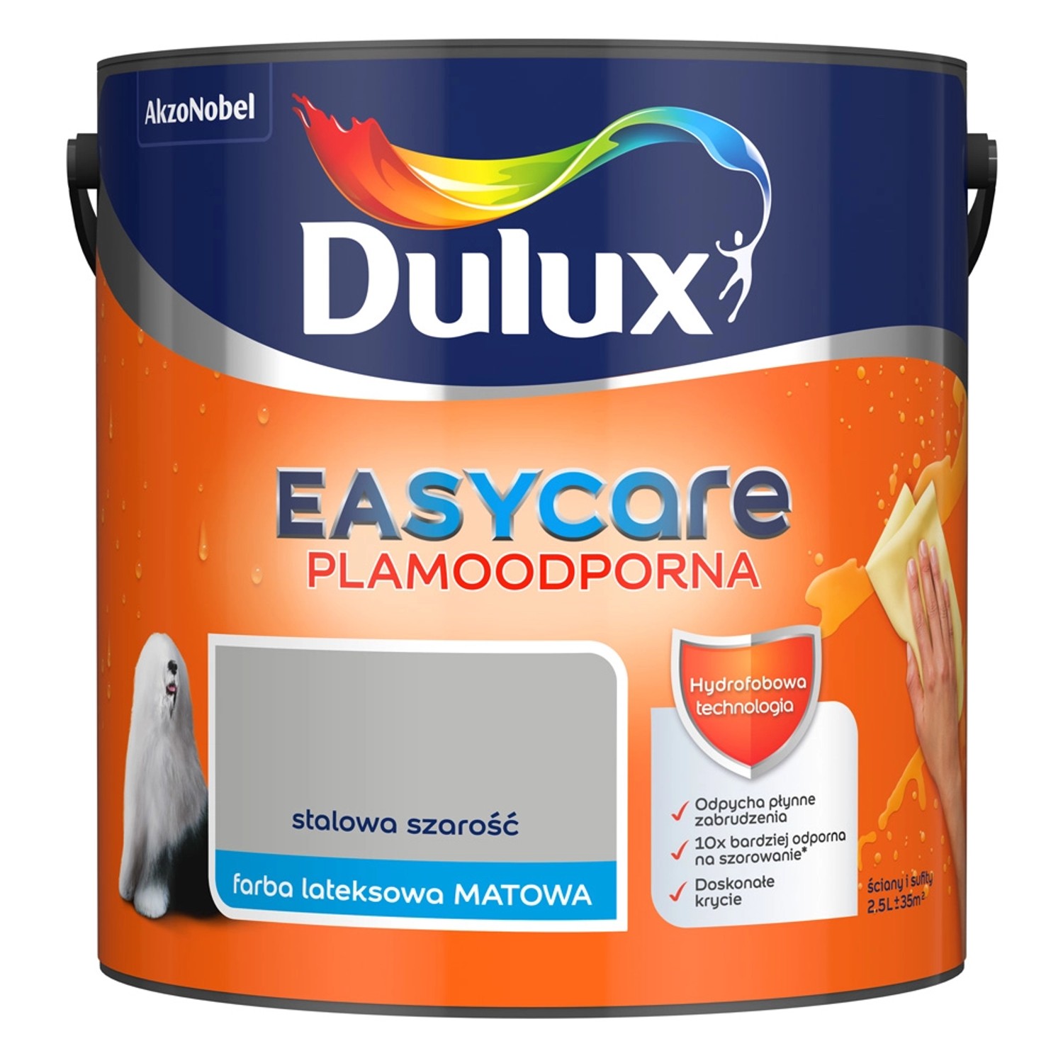 Farba plamoodporna Dulux Easy Care stalowa szarość 2,5 l