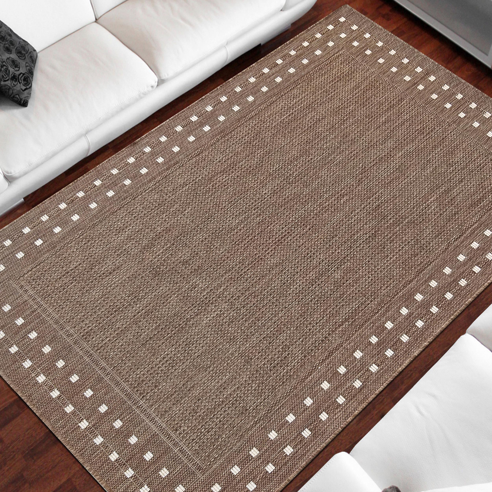 Nowoczesny dywan sznurkowy OUTDOOR dwustronny MODERN 11 Brązowy