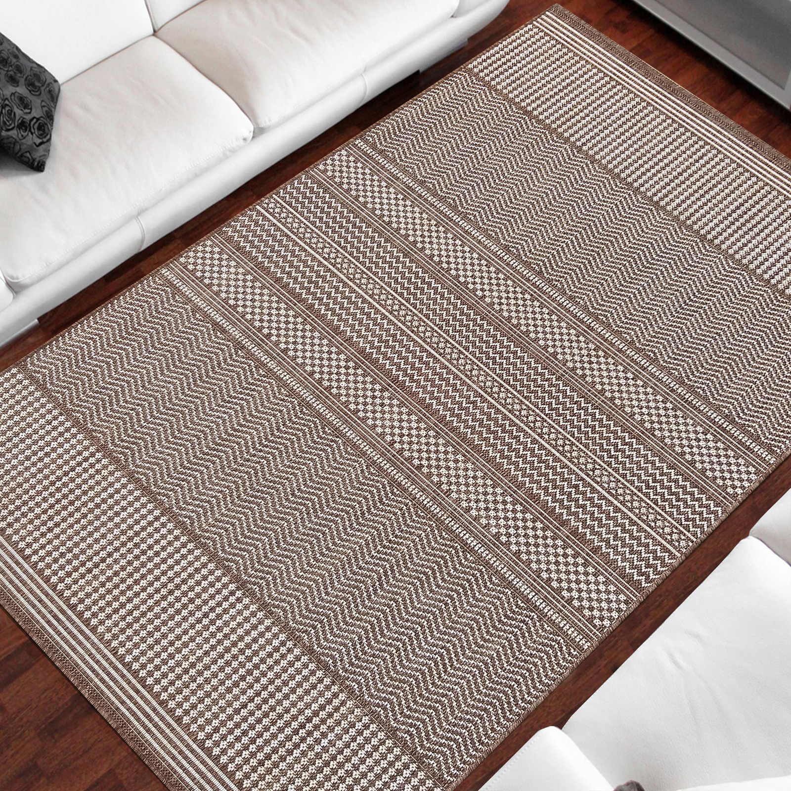 Nowoczesny dywan sznurkowy OUTDOOR dwustronny MODERN 12 Brązowy