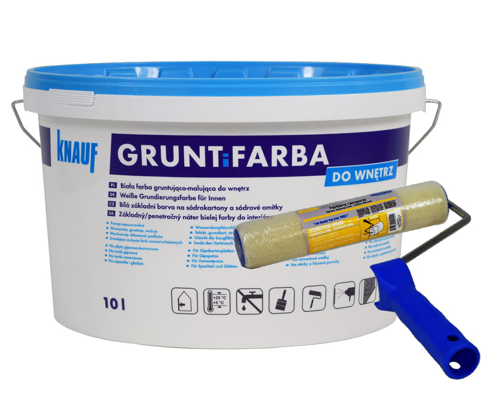 KNAUF GRUNTIFARBA 10L FARBA GRUNTUJĄCA + WAŁEK 18 CM