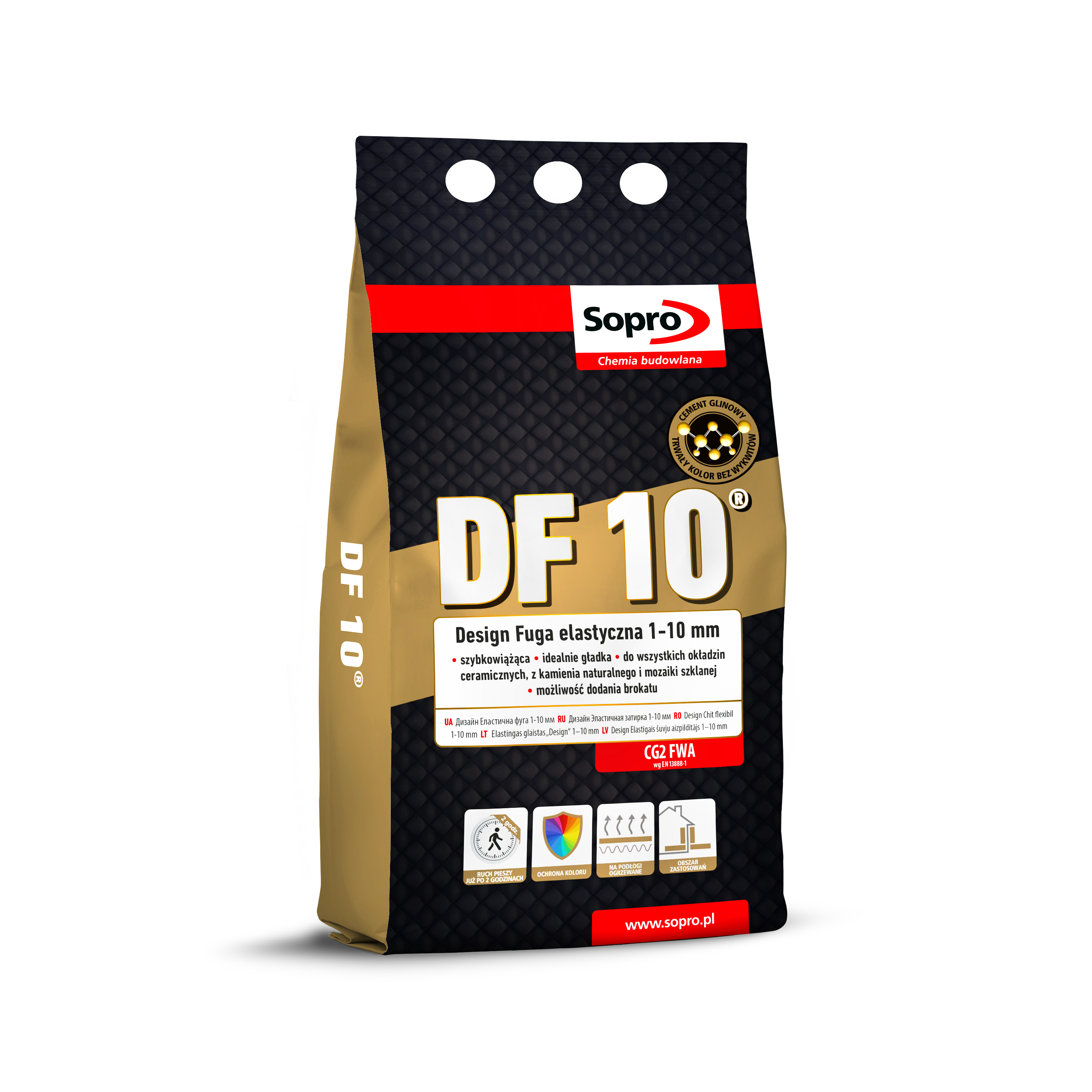 SOPRO DF10 4KG ZAPRAWA FUGOWA FUGA ELASTYCZNA 1-10MM KASZTAN 50
