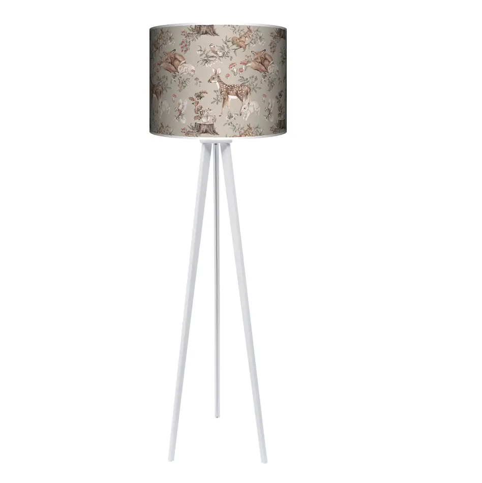 Lampa podłogowa - trójnóg drewniana duża Magic Forest -kolor podstawy do wyboru FL - biały