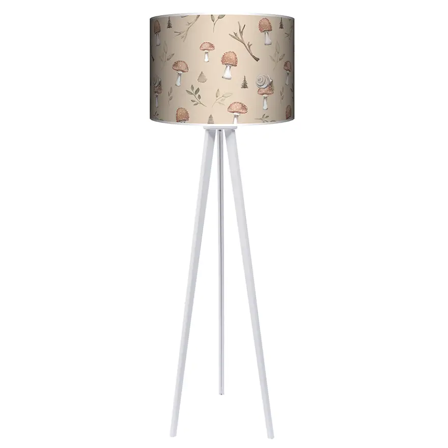 Lampa podłogowa Forest Story Pattern 3 - trójnóg drewniana duża -kolor podstawy biały FL