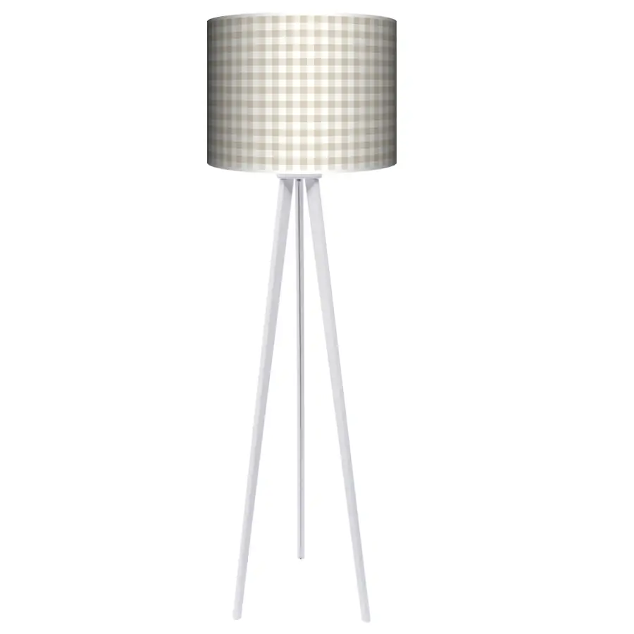Lampa podłogowa - trójnóg drewniana duża Beżowa Krateczka -kolor podstawy do wyboru FL - wenge