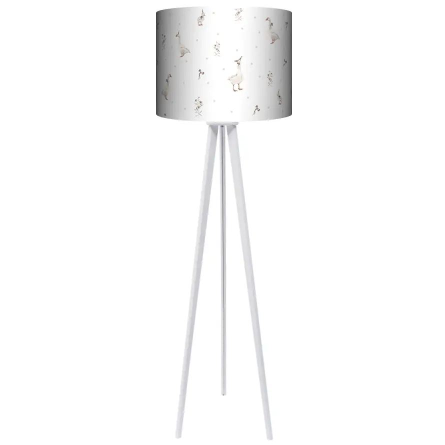 Lampa podłogowa - trójnóg drewniana duża Gąski -kolor podstawy biały FL