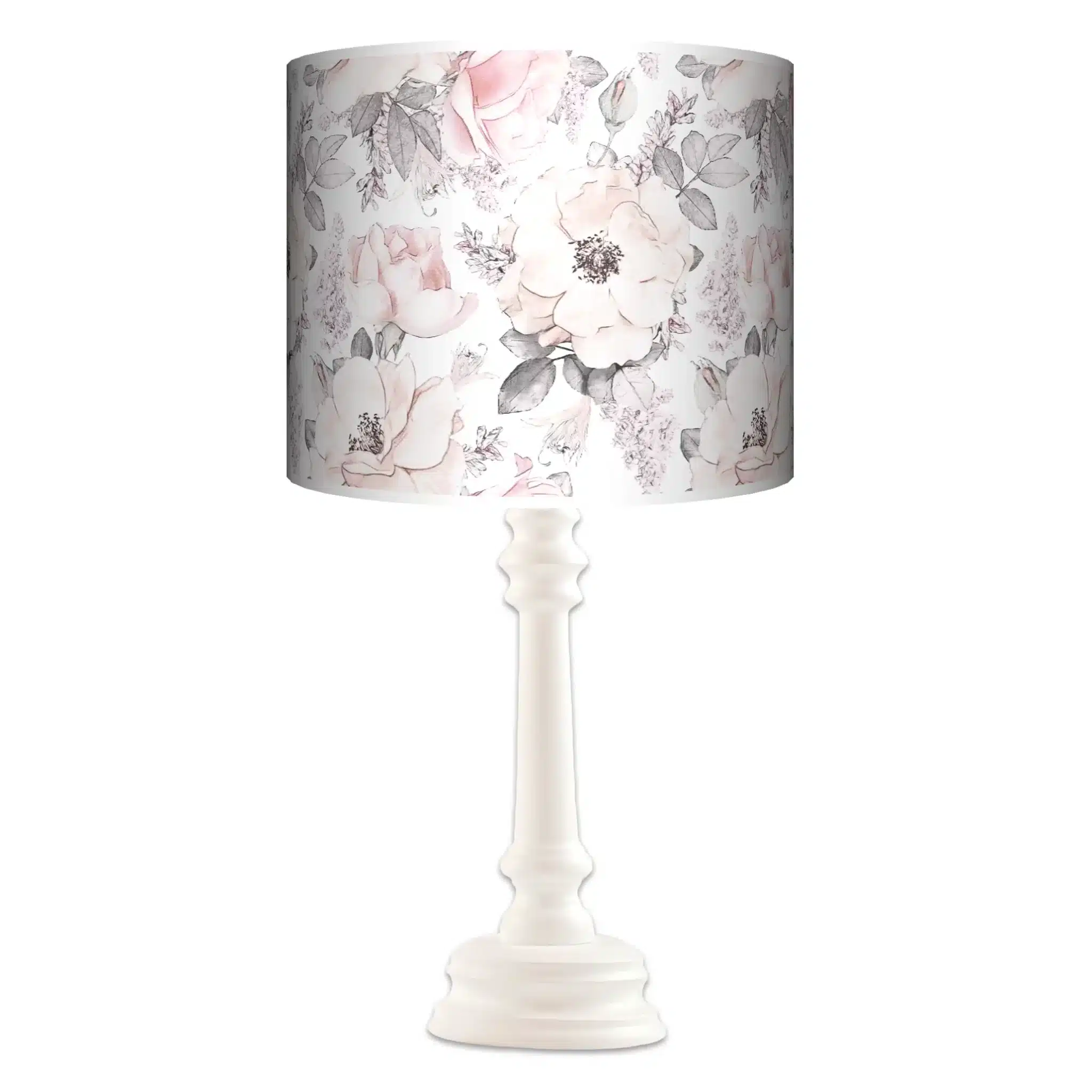 Lampa stojąca QUEEN Szare kwiaty - kolor podstawy do wyboru FL - błękitny