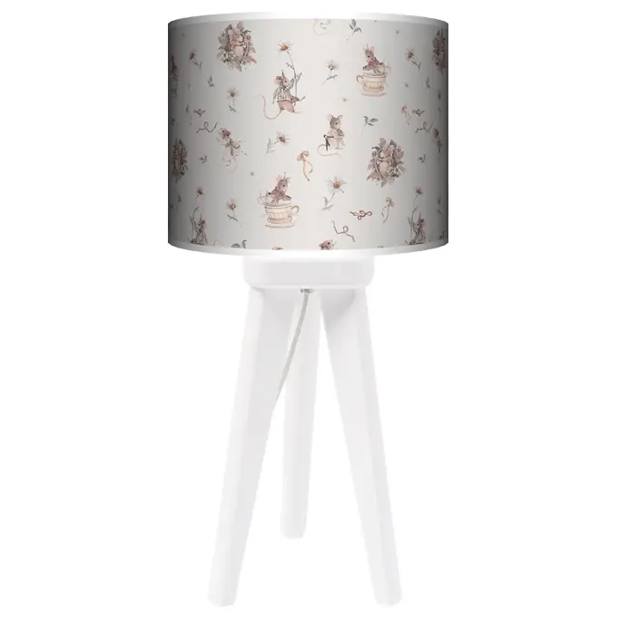 Lampa Trójnóg mała Myszki i stokrotki na beżu kolor podstawy do wyboru FL - wenge