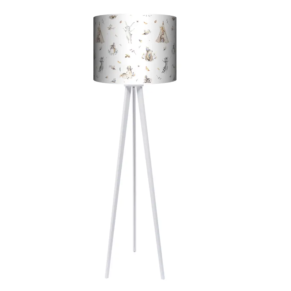 Lampa podłogowa - trójnóg drewniana duża - Woodland-Friends - kolor podstawy do wyboru FL - czarny