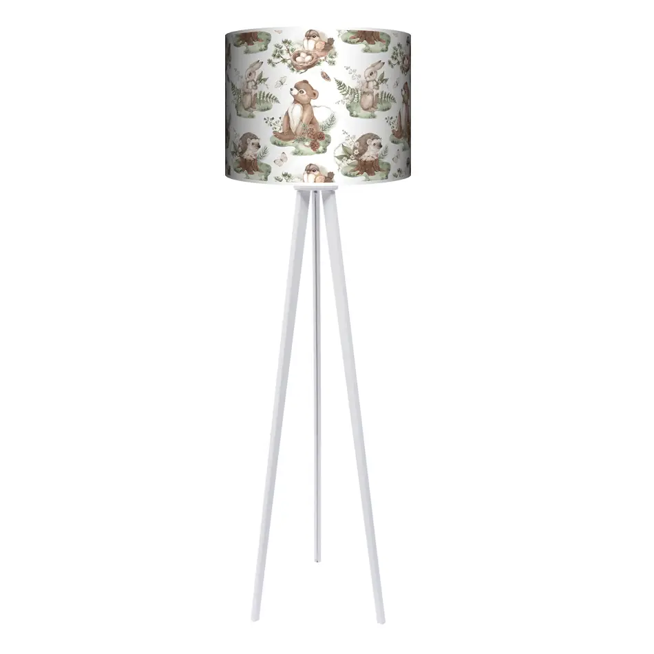 Lampa podłogowa - trójnóg drewniana duża Polne Niedźwiadki -kolor podstawy do wyboru FL - wenge